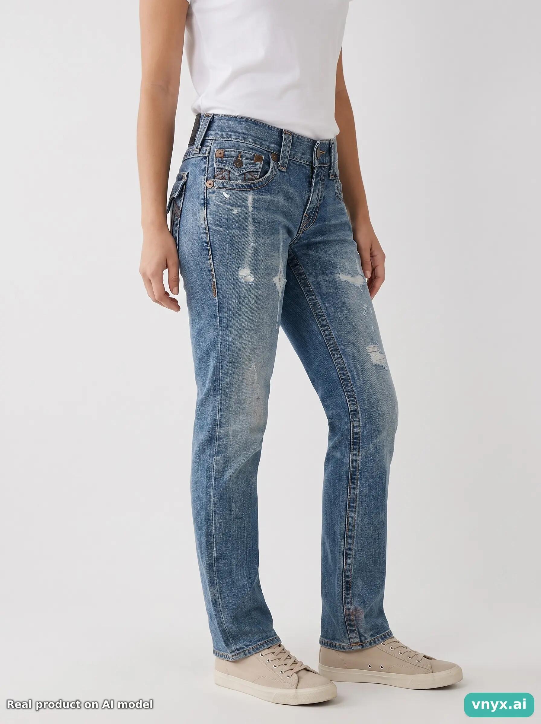 Second Life - Vintage True Religion Faded Blue Jeans Trousers Women 29 5/6