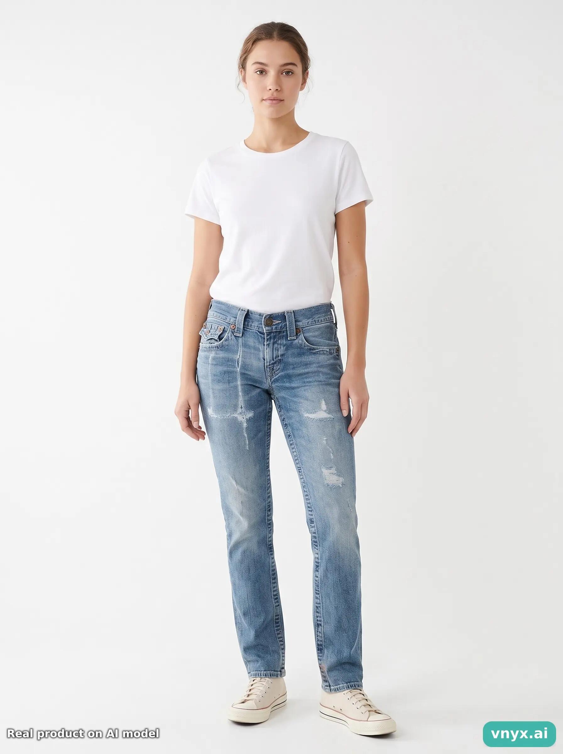 Second Life - Vintage True Religion Faded Blue Jeans Trousers Women 29 3/6