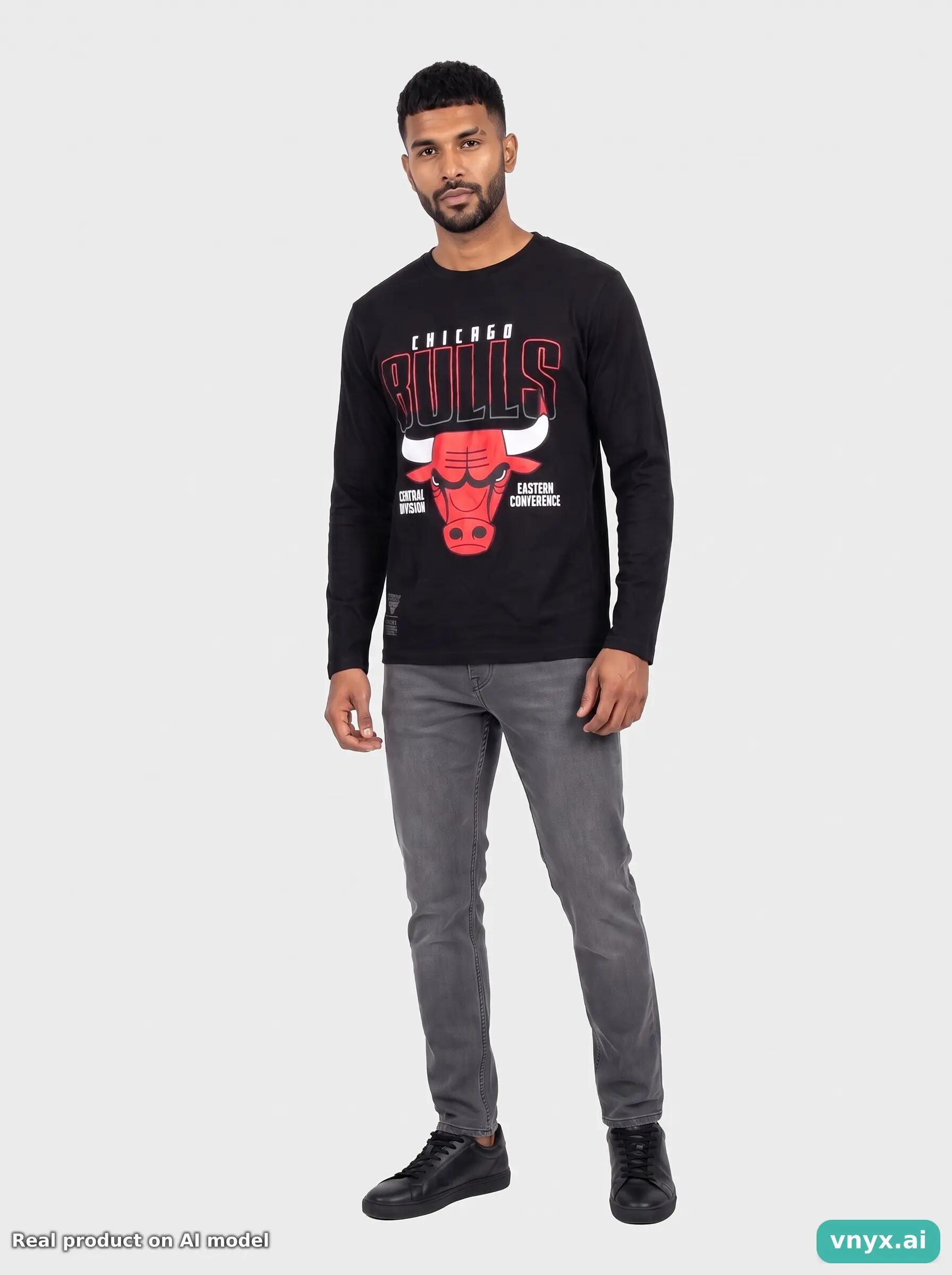 Second Life - Vintage Chicago Bulls Black Long Sleeve Men S 6/6