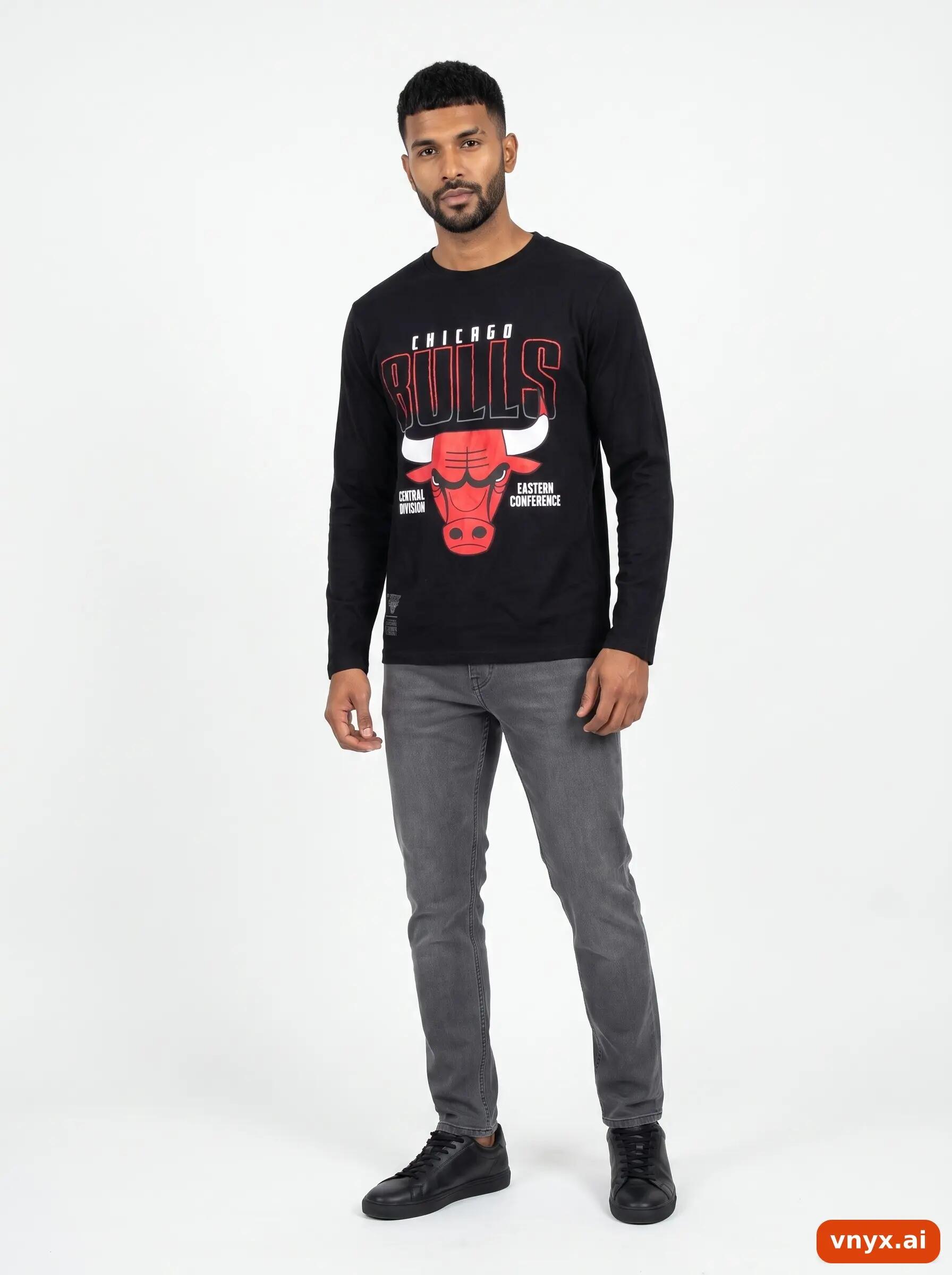 Second Life - Vintage Chicago Bulls Black Long Sleeve Men S 3/6