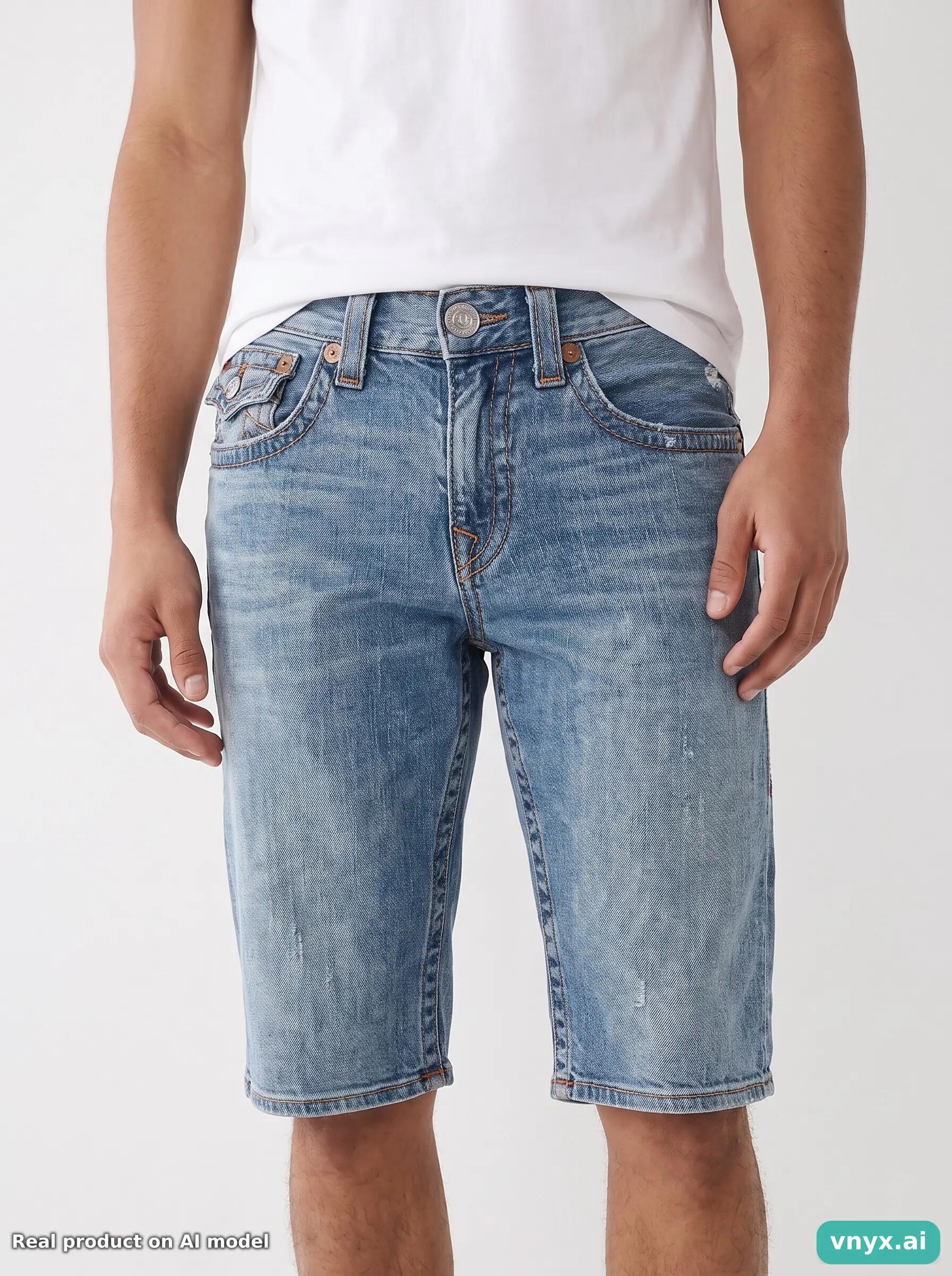 Second Life - Vintage True Religion Light Blue Shorts Men W34 5/6