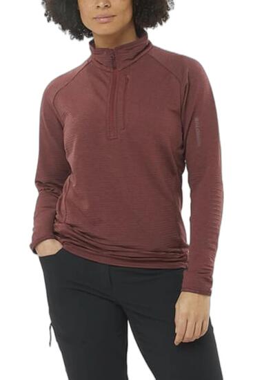 Sous-vêtement technique femme randonnée col zippé Essential LT Warm bordeaux