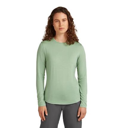 Damen - Sport - Langarm-T-Shirt - Merinomischung, hellgrün