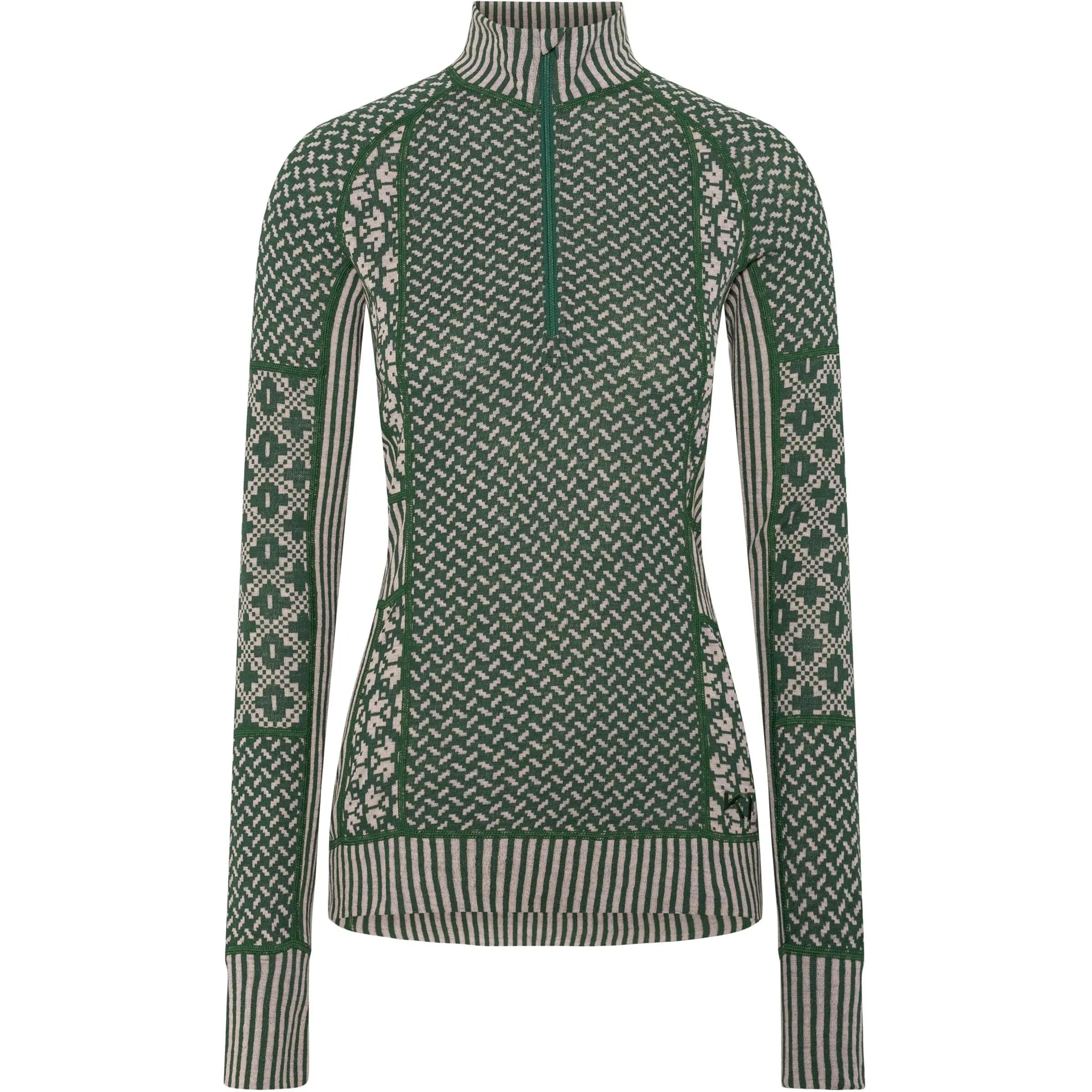 Sous-vêtement technique femme - activités outdoor - col montant - SMEKKER - vert 1/1