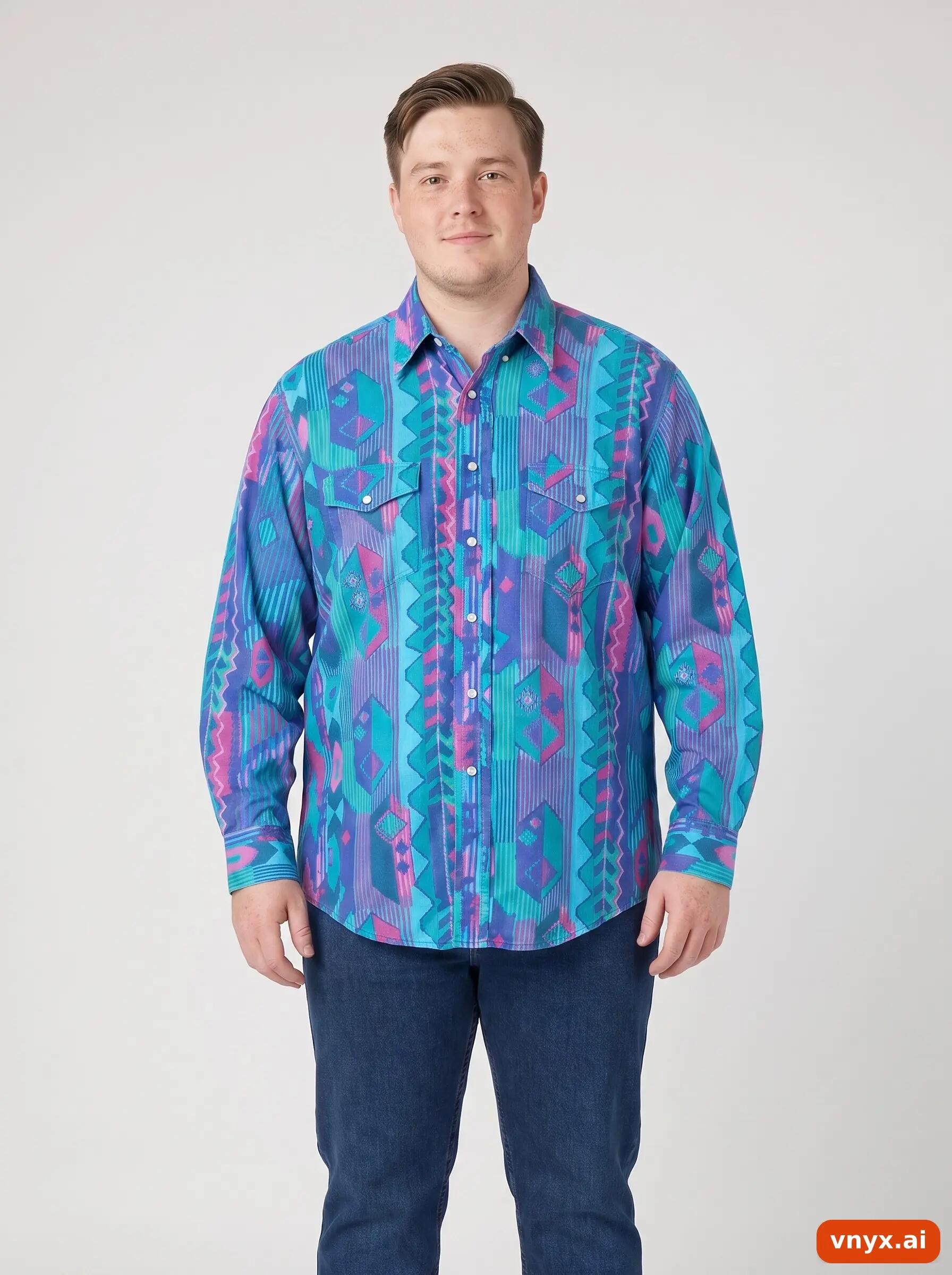 Second Life - Vintage Wrangler Turquoise Casual Shirt Men L 1/6