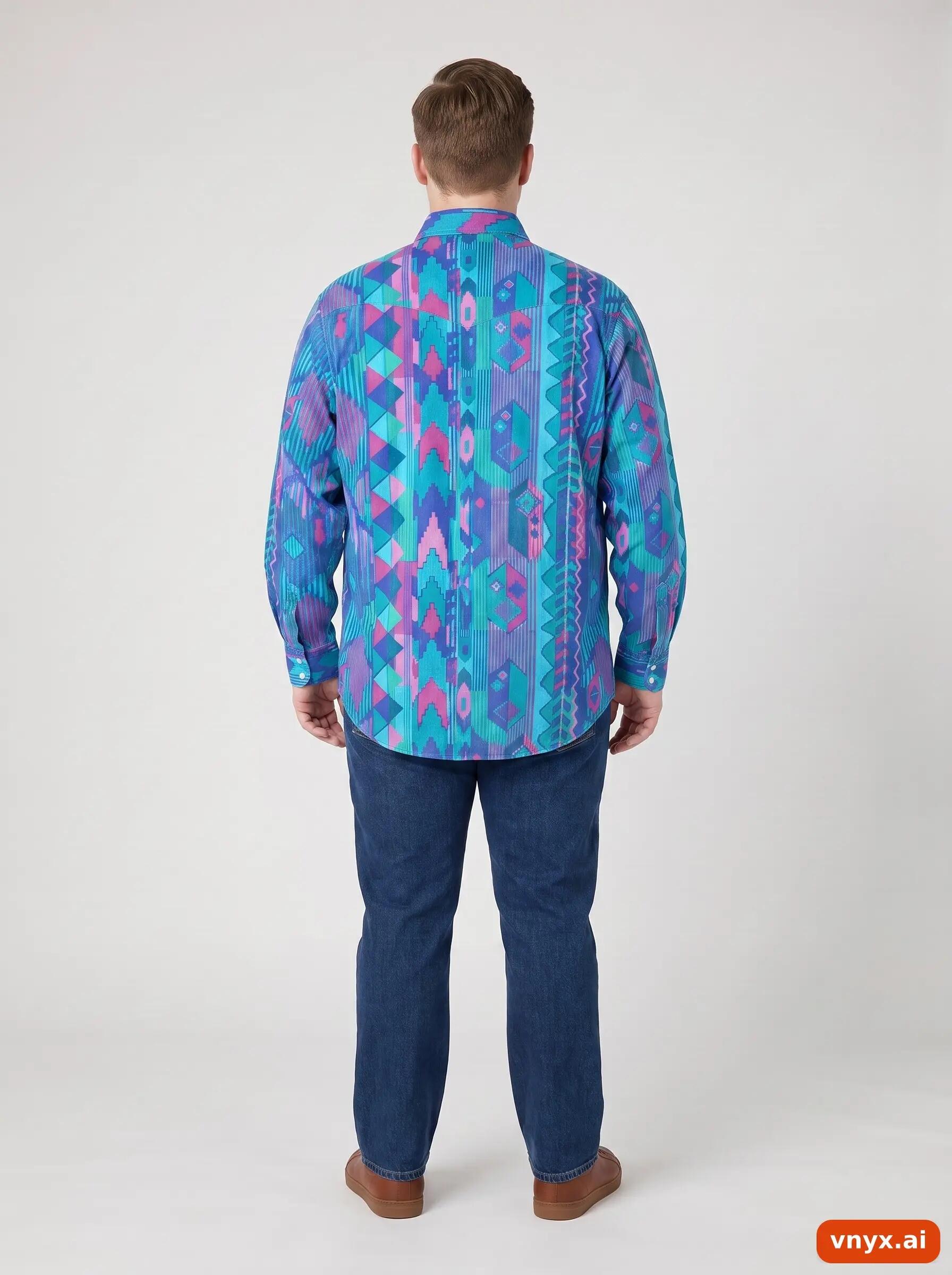 Second Life - Vintage Wrangler Turquoise Casual Shirt Men L 4/6