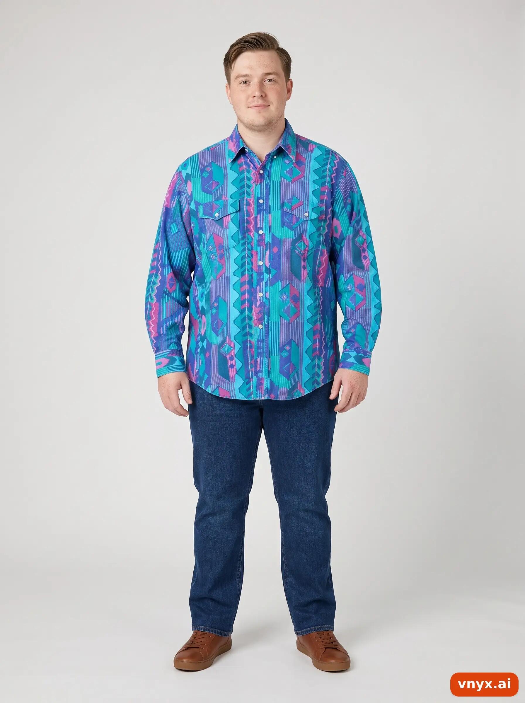 Second Life - Vintage Wrangler Turquoise Casual Shirt Men L 3/6