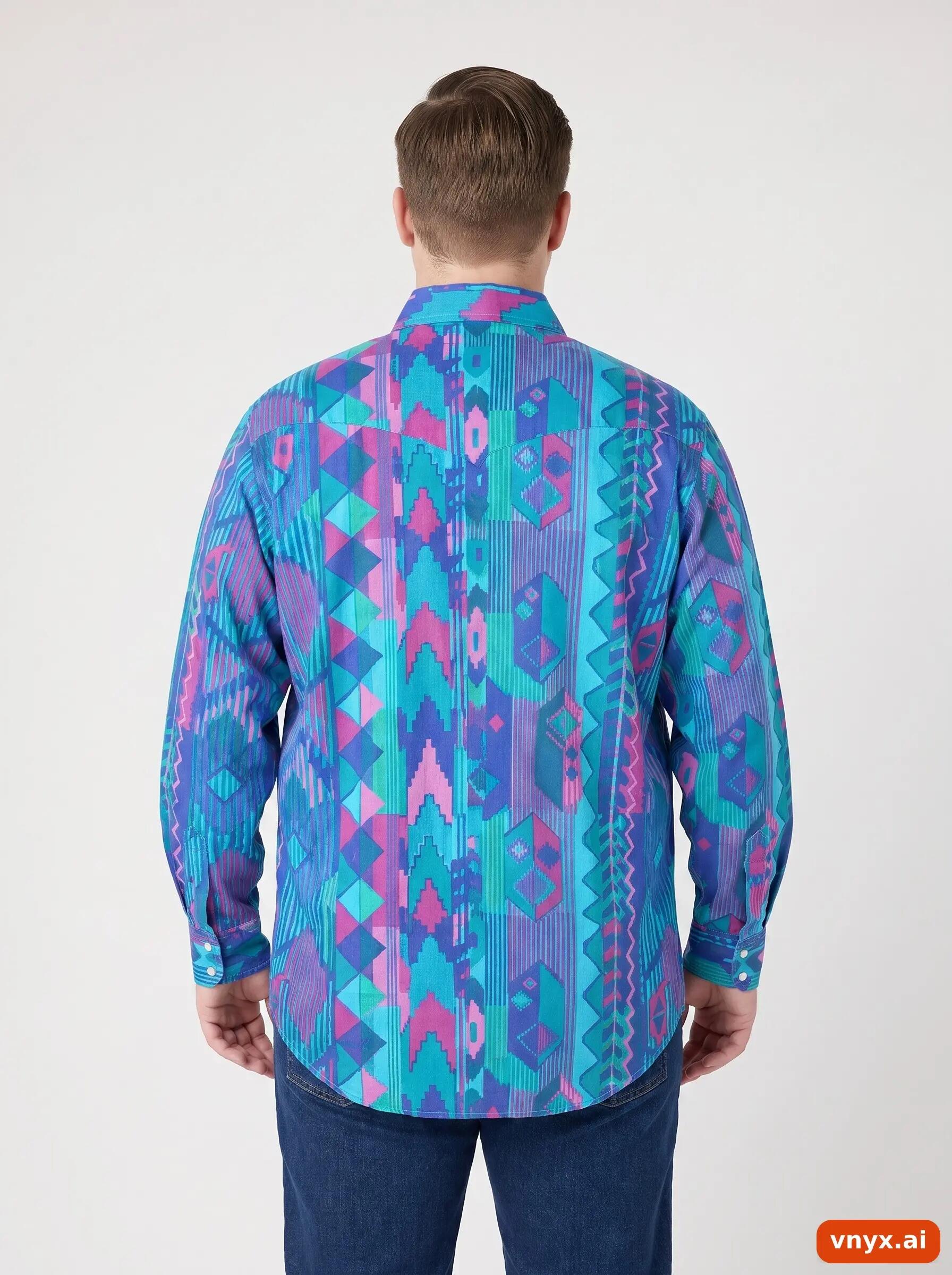Second Life - Vintage Wrangler Turquoise Casual Shirt Men L 2/6