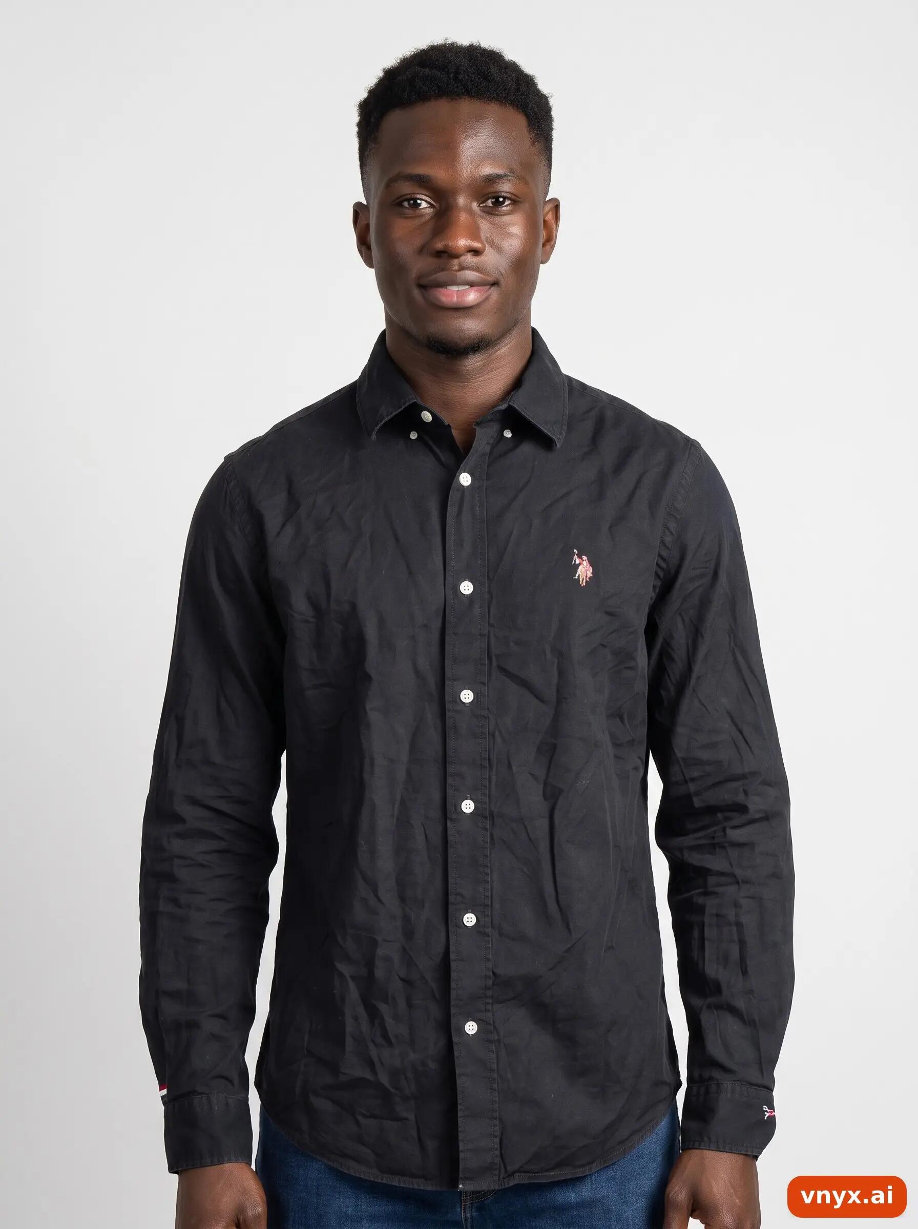 Second Life - Vintage U.S. Polo Assn. Black Casual Shirt Men M 5/6