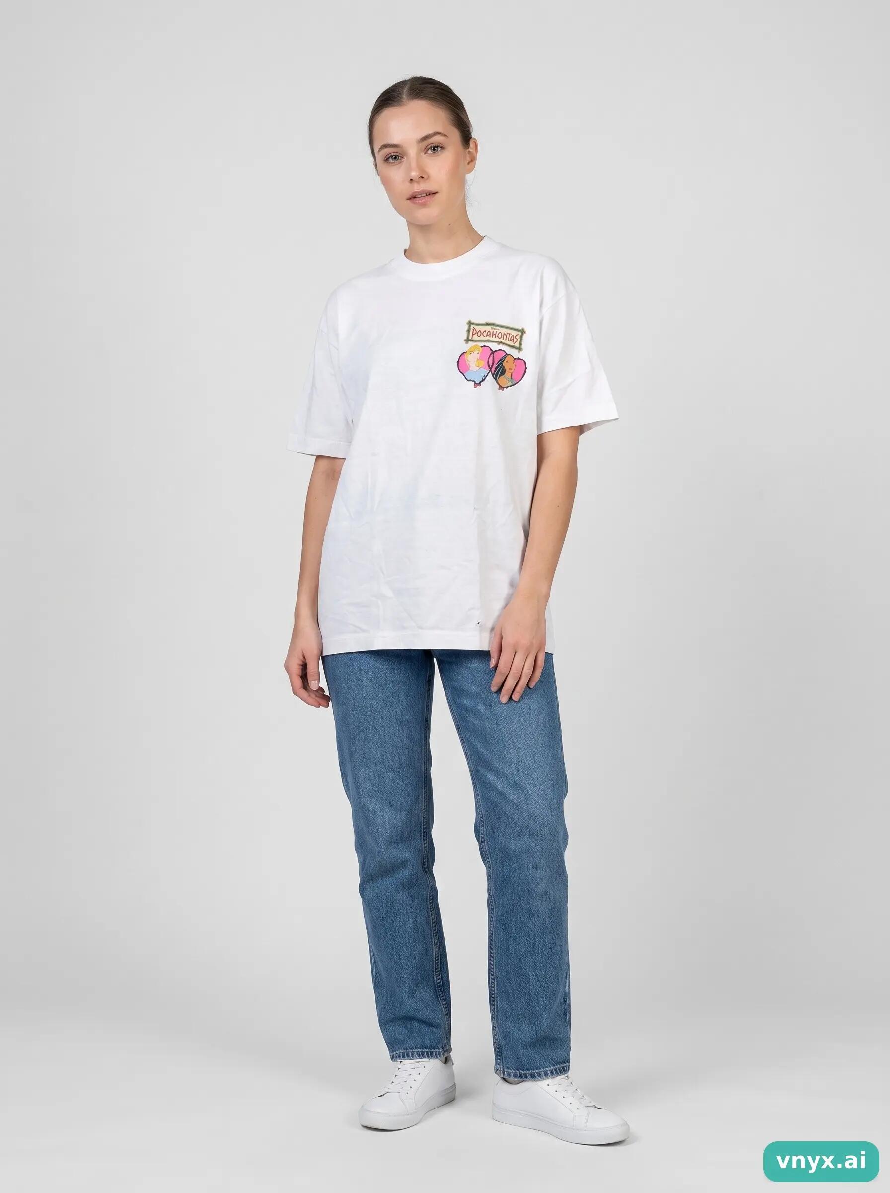 Second Life - Disney Pocahontas White Graphic T-Shirt M 3/6