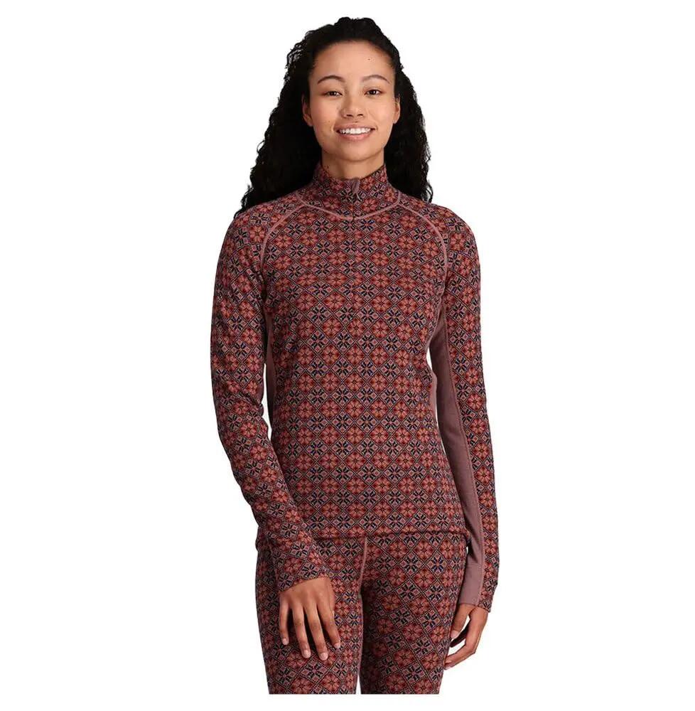 Sous-vêtement technique sport femme léger, col zippé, ROSE, Érable 1/1