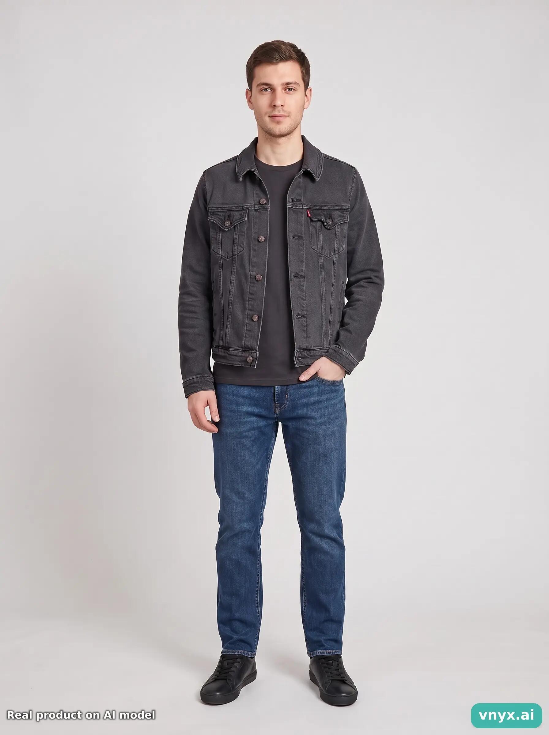 Second Life - Vintage LEVI STRAUSS & CO. Black Denim Jacket for Men in Size L 6/6