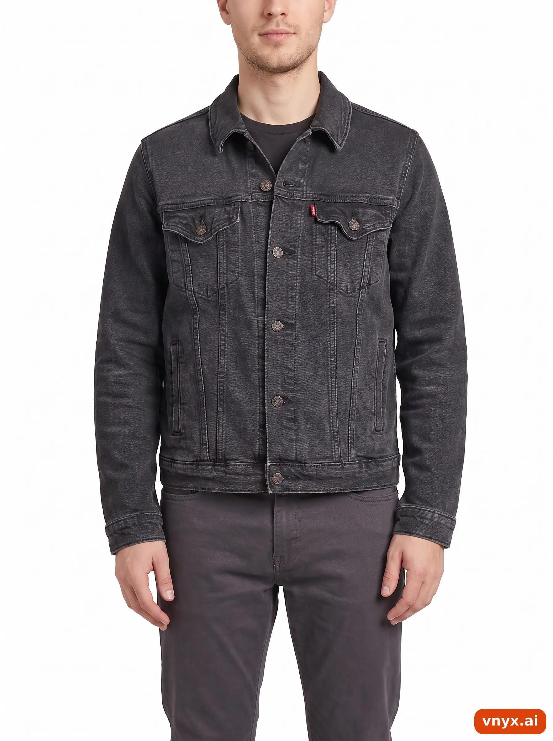 Second Life - Vintage LEVI STRAUSS & CO. Black Denim Jacket for Men in Size L 5/6
