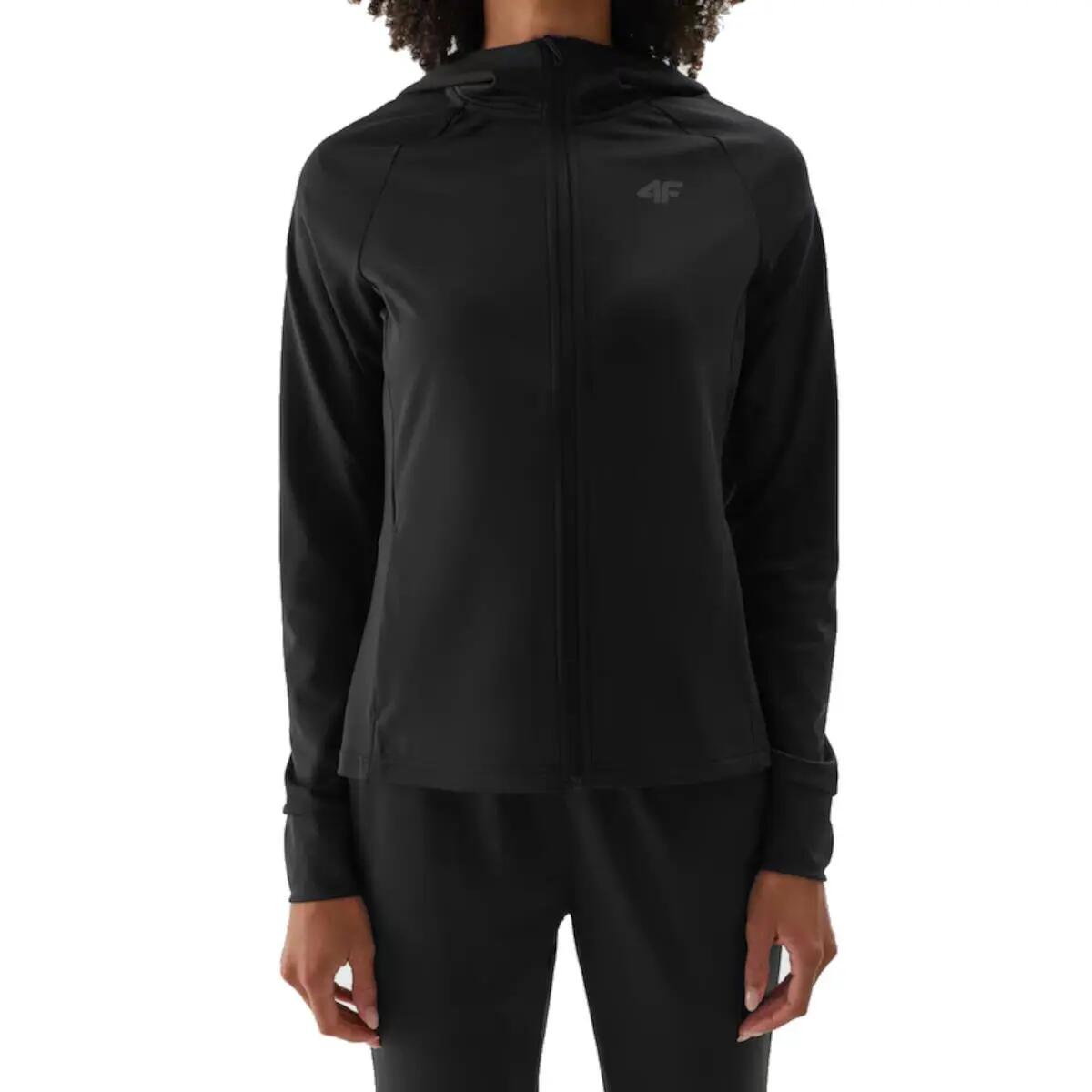 Bluza Treningowa Damska 4F Fitness Rozpinana Szybkoschnąca Czarna 6/6