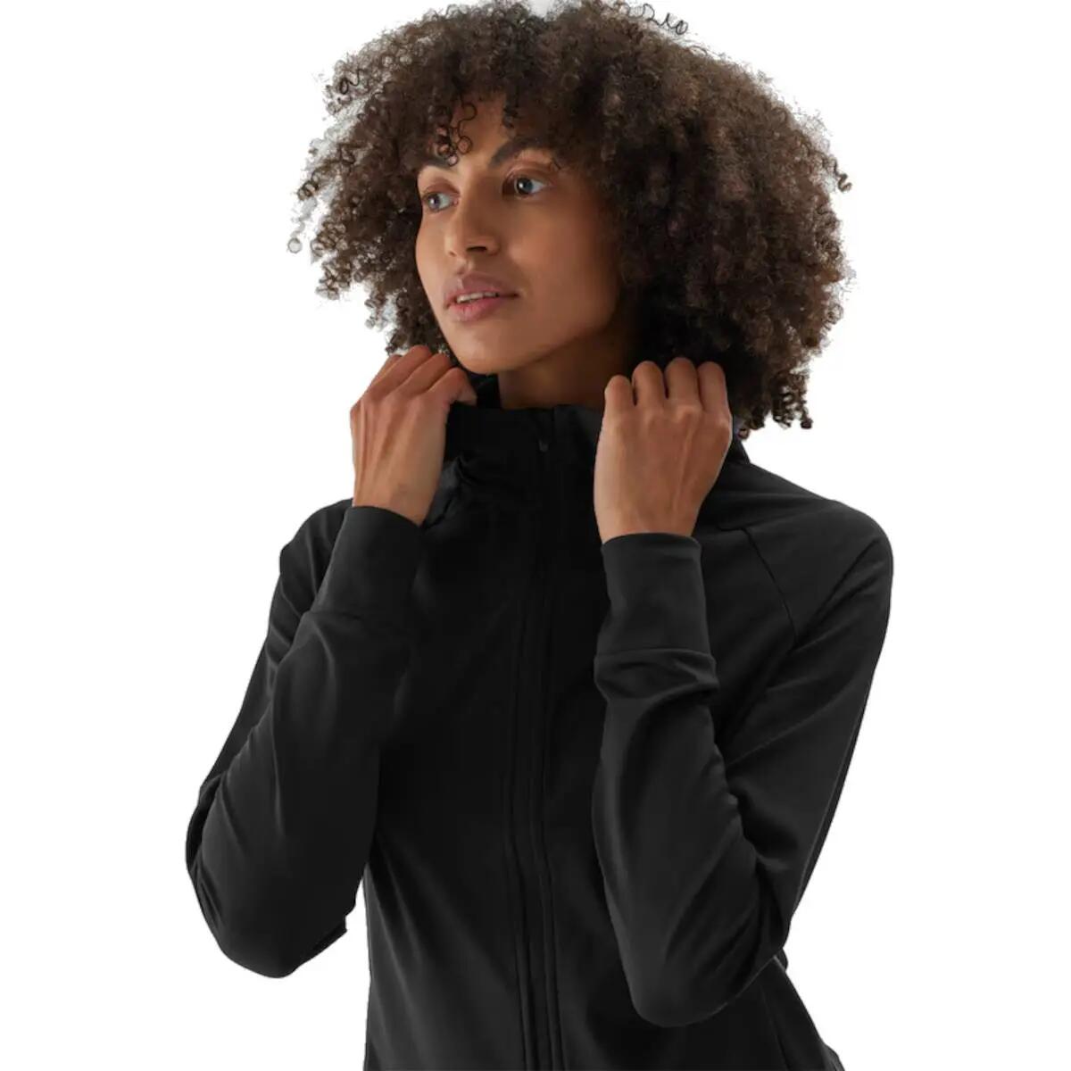 Bluza Treningowa Damska 4F Fitness Rozpinana Szybkoschnąca Czarna 4/6