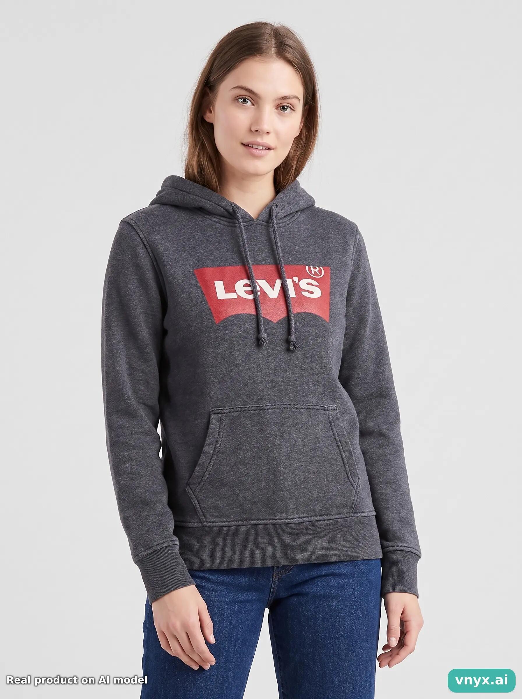 Second Life - Vintage Levi's Charcoal Hoodie Women M 5/6