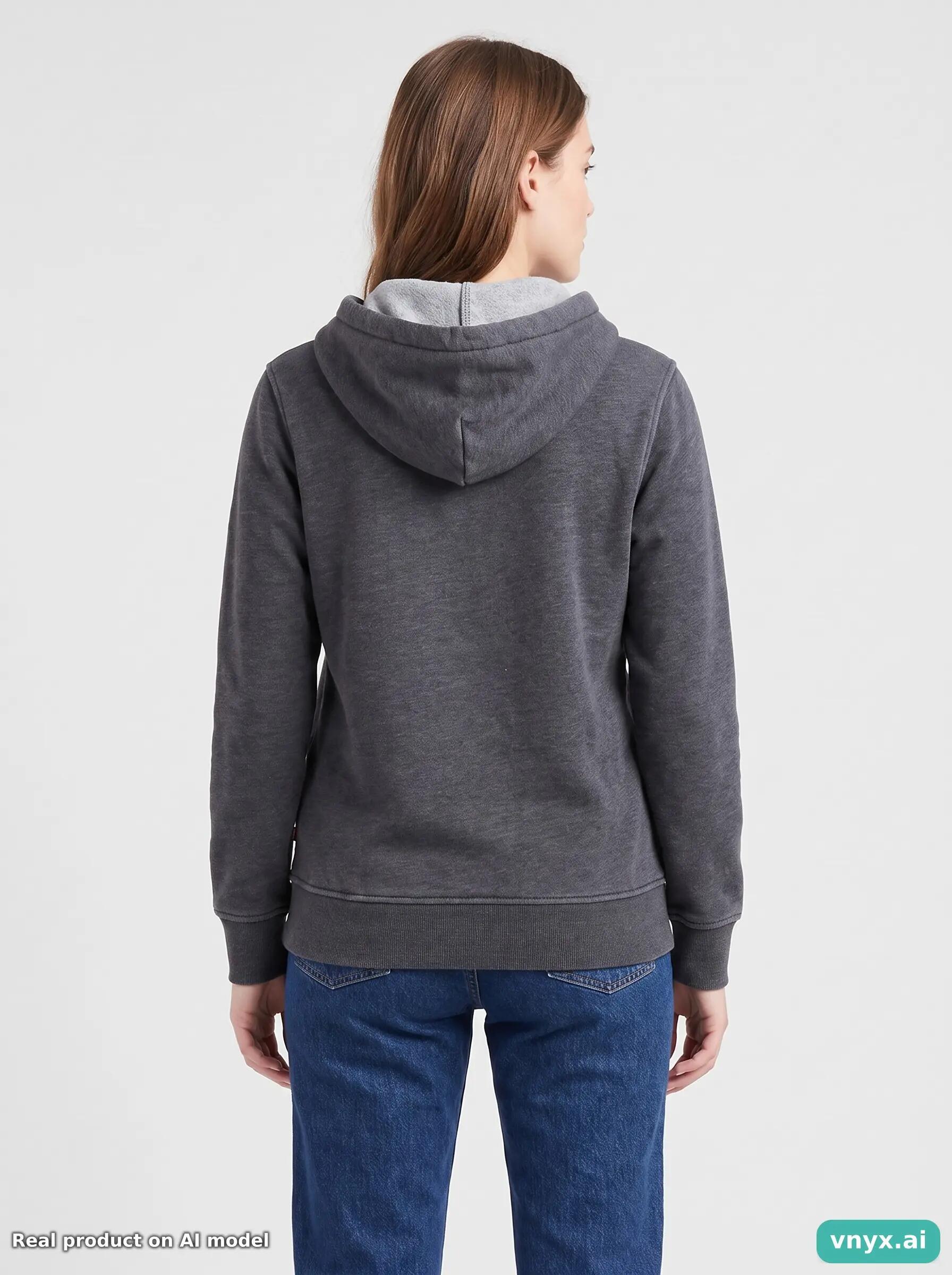 Second Life - Vintage Levi's Charcoal Hoodie Women M 2/6