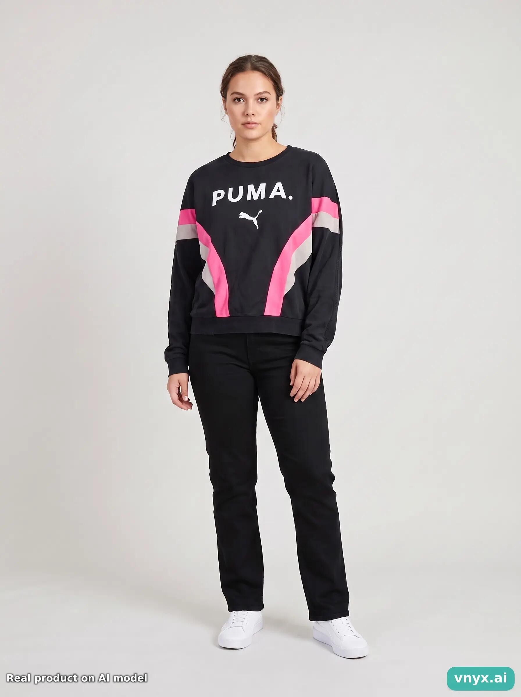 Second Life - Vintage Puma Classic Black Sweatshirt Women S 6/6