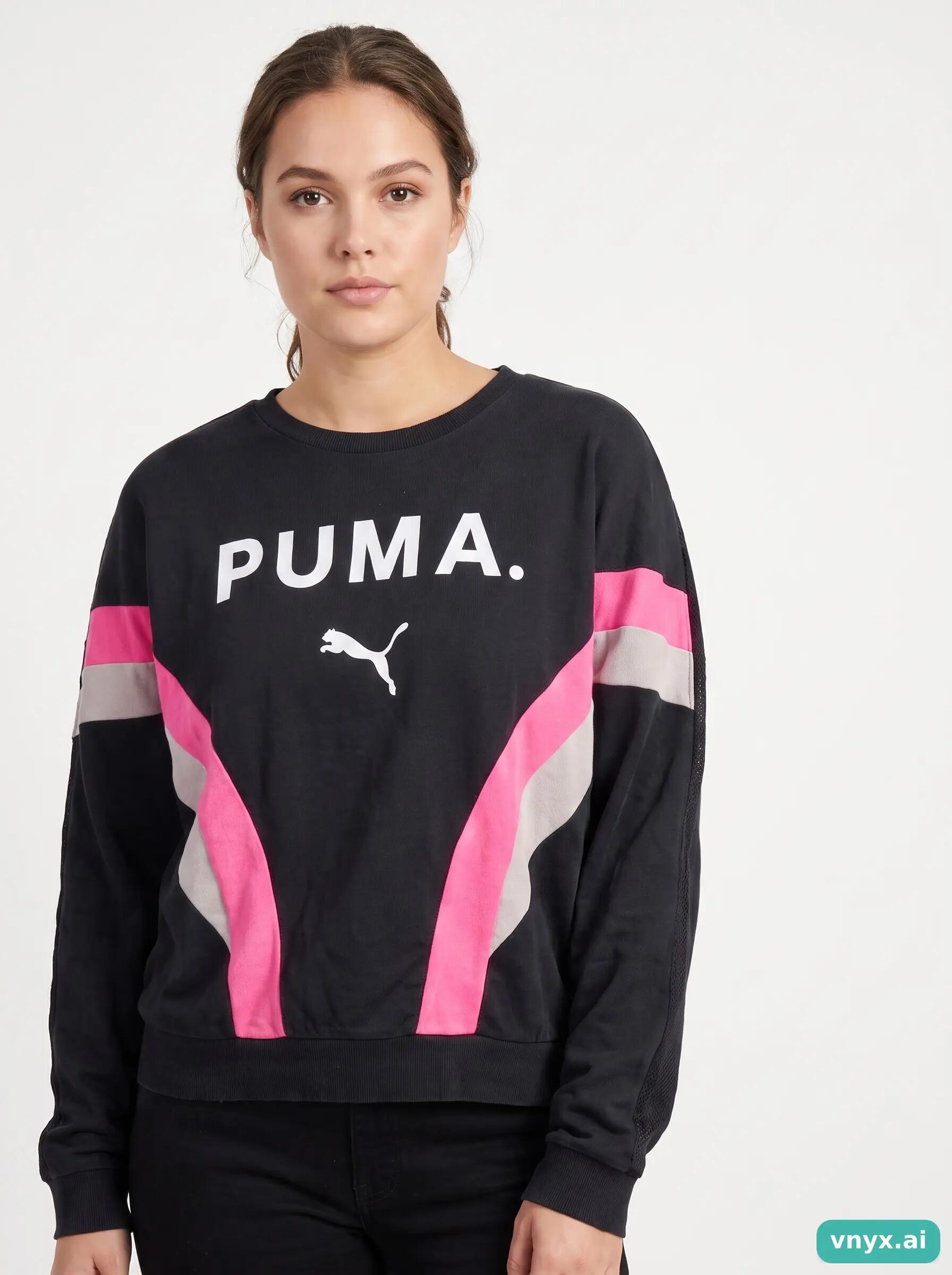 Second Life - Vintage Puma Classic Black Sweatshirt Women S 4/6