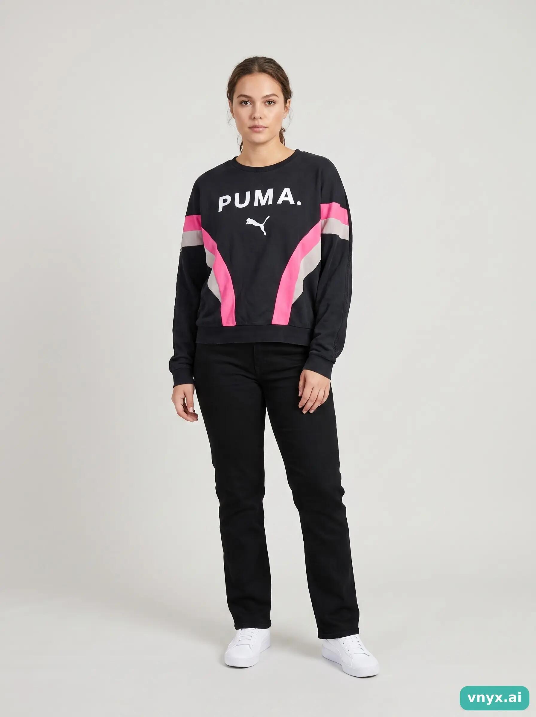 Second Life - Vintage Puma Classic Black Sweatshirt Women S 2/6