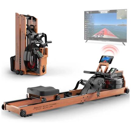 Rameur à eau pliable MR280PRO, couleur chêne, 6 résistance, KINOMAP, 150kg