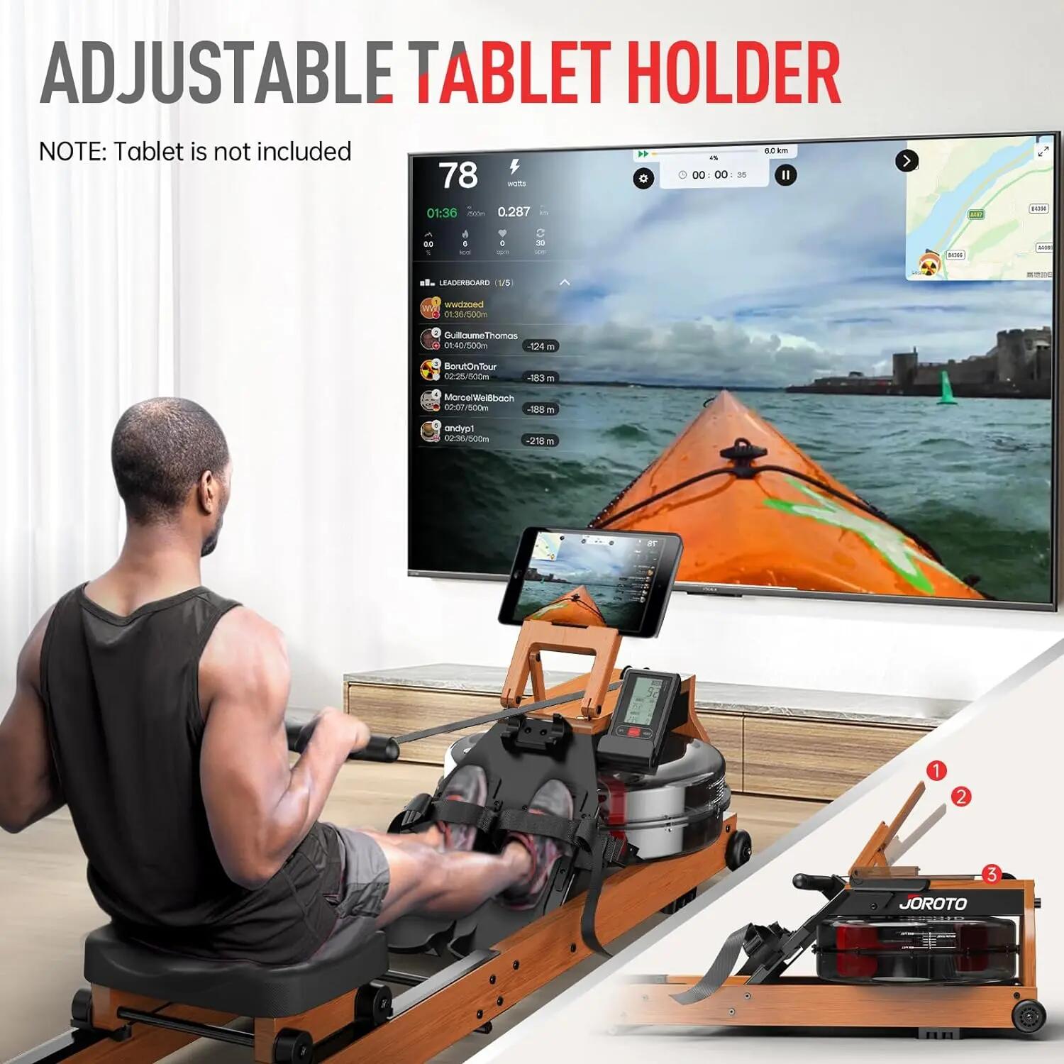 Rameur à eau pliable MR280PRO, couleur chêne, 6 résistance, KINOMAP, 150kg 3/8