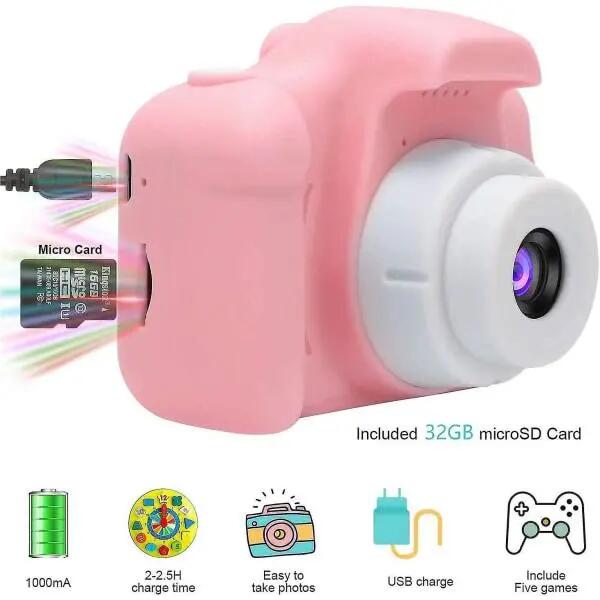 Appareil photo enfant avec carte SD 32 Go, USB rechargeable 4/5