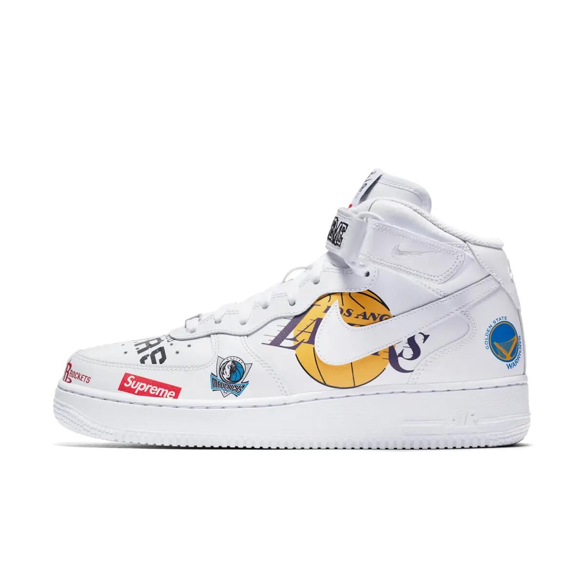 Nike Air Force 1 Mid Supreme NBA White 2/6