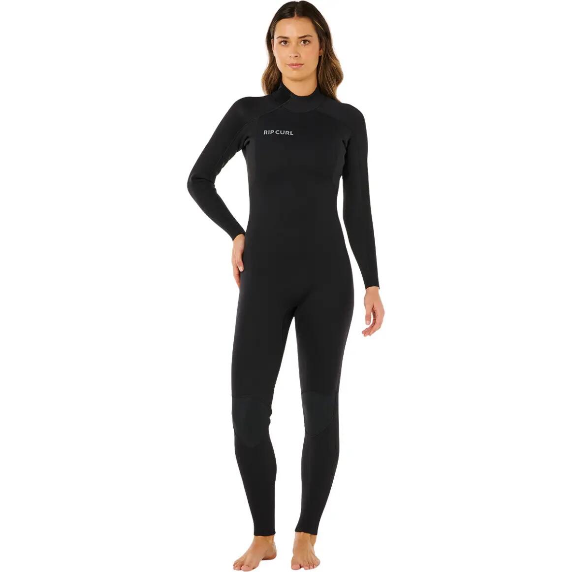 Women's Surfing Wetsuit 3/2mm Back Zip GBS Thermal Lined Trad Black 4/6