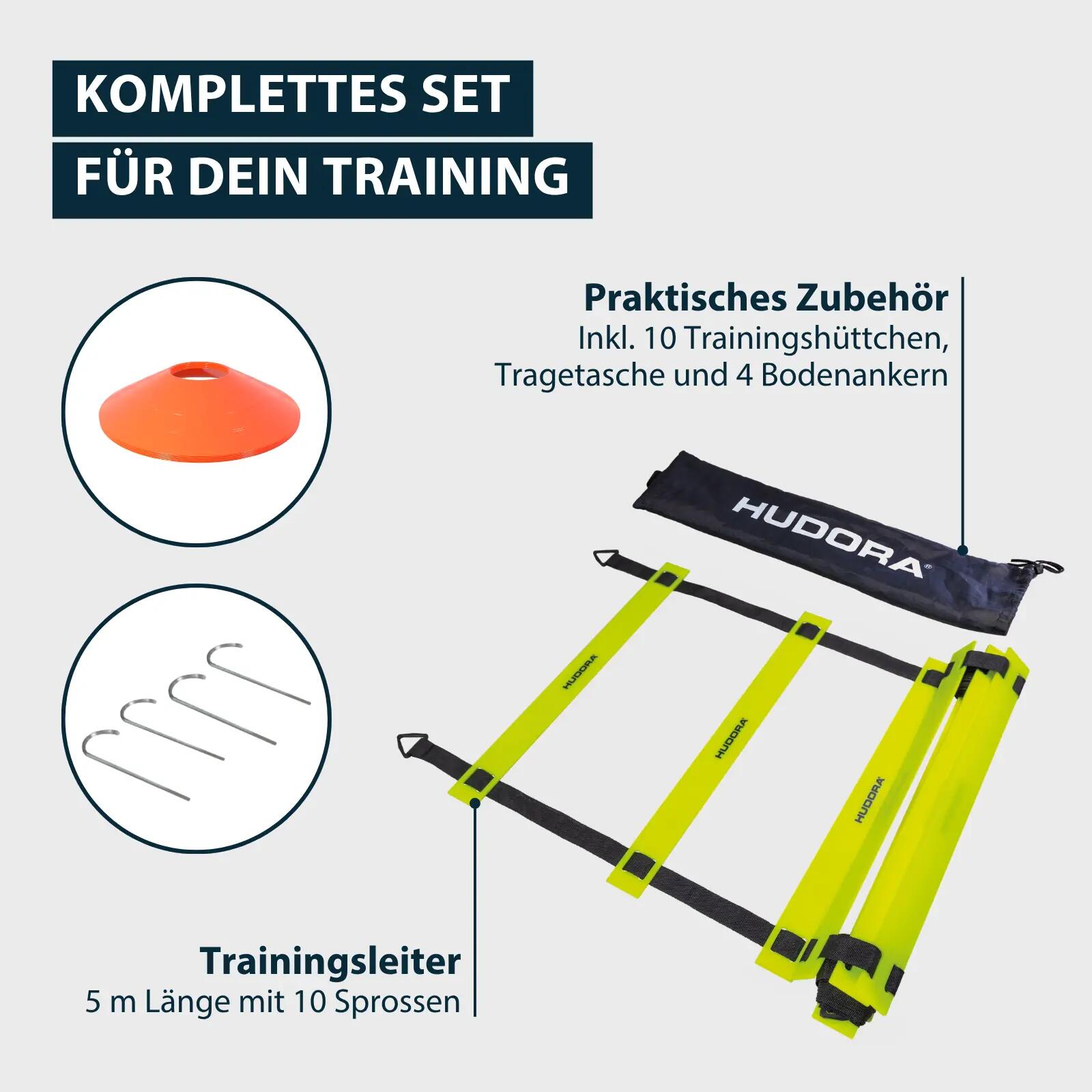 Fußball-Trainingsleiter 5 m inkl. 10 Hütchen, Gelb 3/6