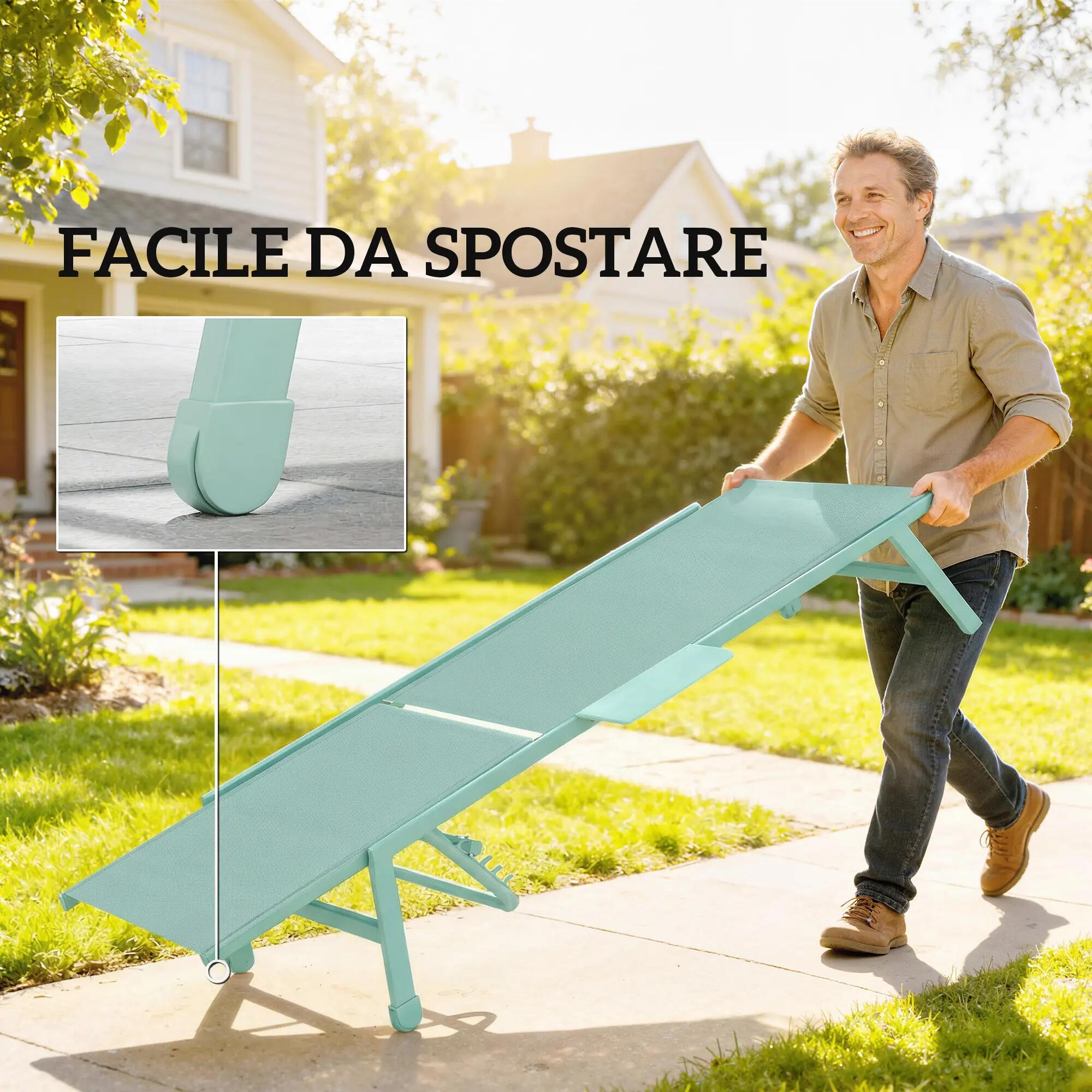 Ensemble de 2 chaises longues réglables en 5 positions avec table d'appoint et 2 9/9