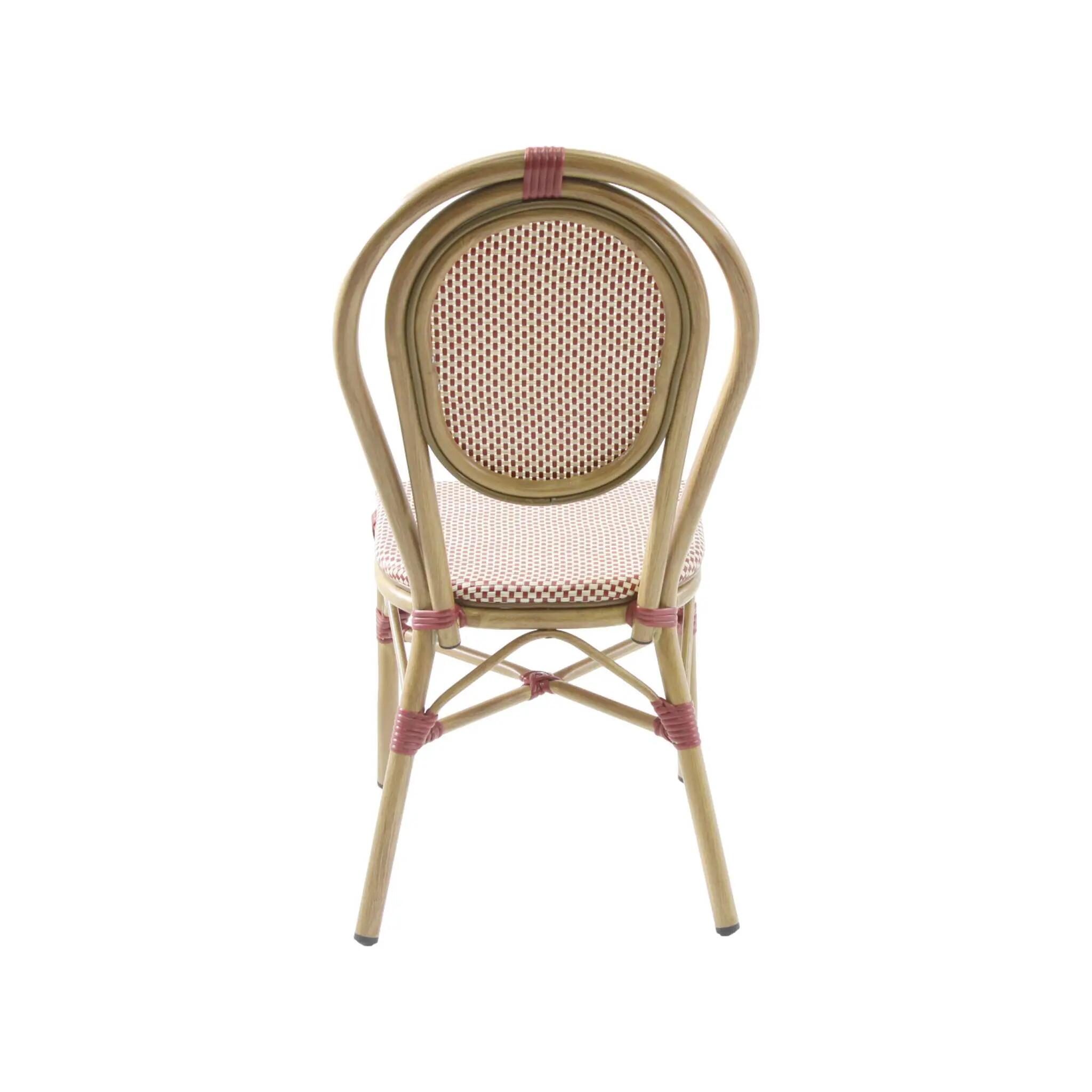 Silla de terraza bistró de textil y aluminio rojo y beige, set de 2, Rojo 5/5