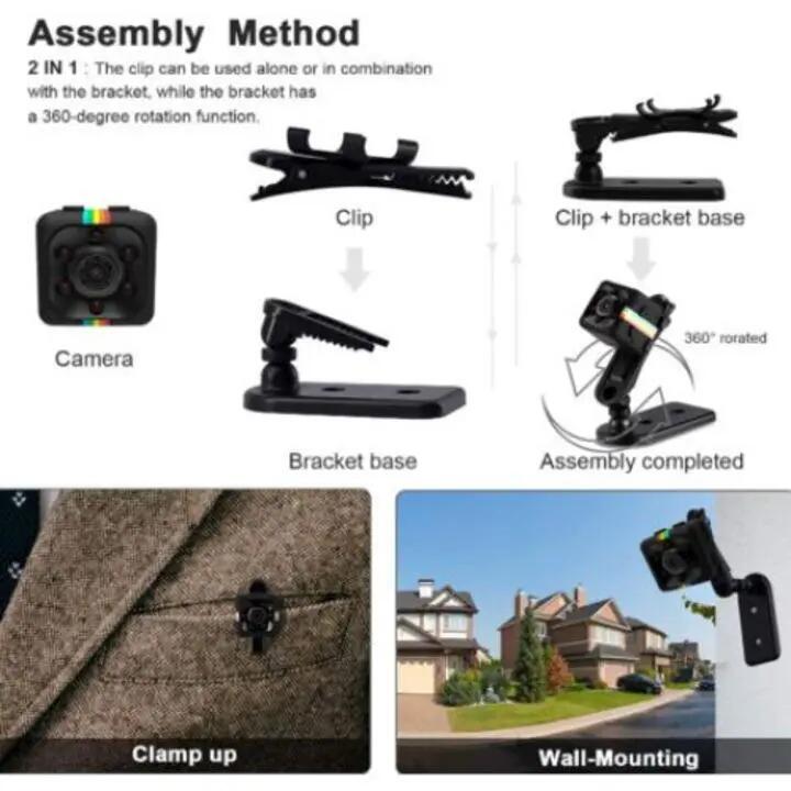 Mini caméra espion HD 1080p, détection mouvement, noire 5/6