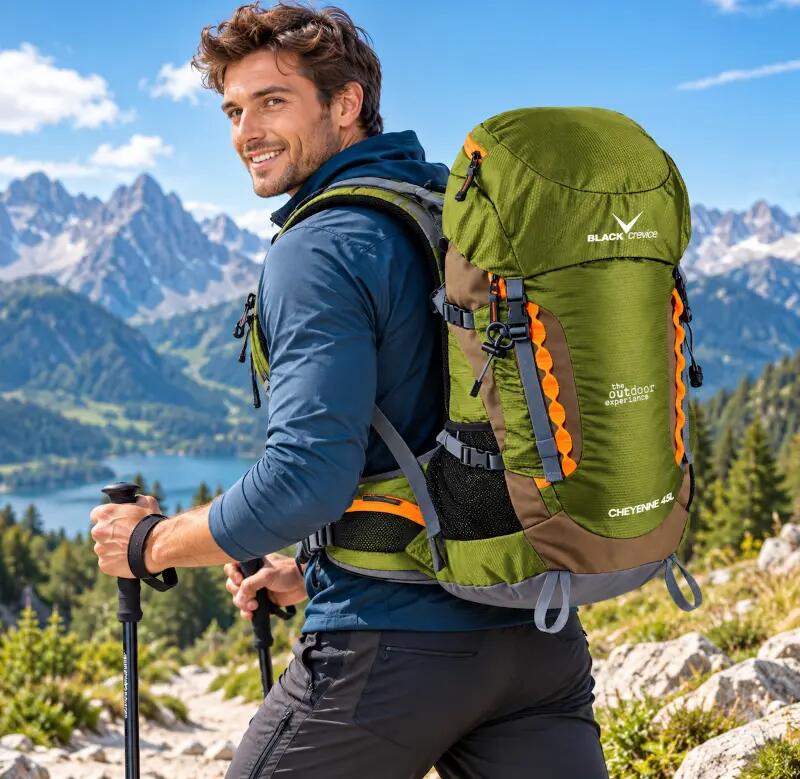Rucksack Trekkingrucksack Grün 45 Liter Backpacker Wanderrucksack 5/7