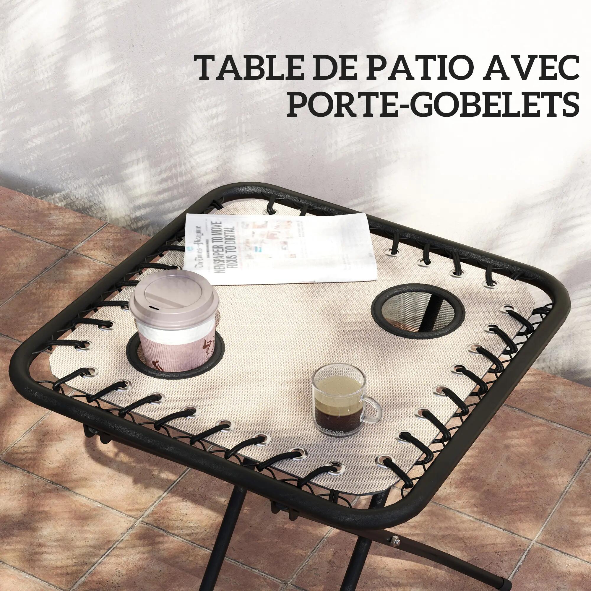 Lot de 2 chaise longue pliable et inclinable avec table d'appoint, porte-gobelet 7/9