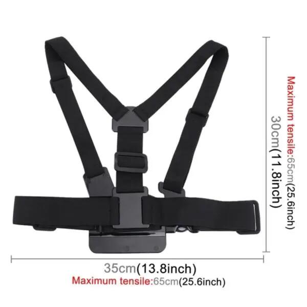 Harnais poitrine GoPro, support fixation, tous modèles noirs 5/5