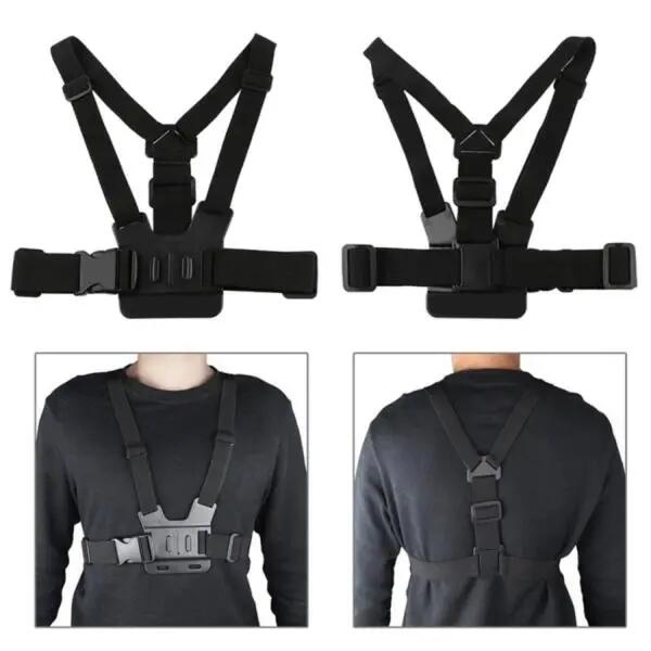 Harnais poitrine GoPro, support fixation, tous modèles noirs 4/5