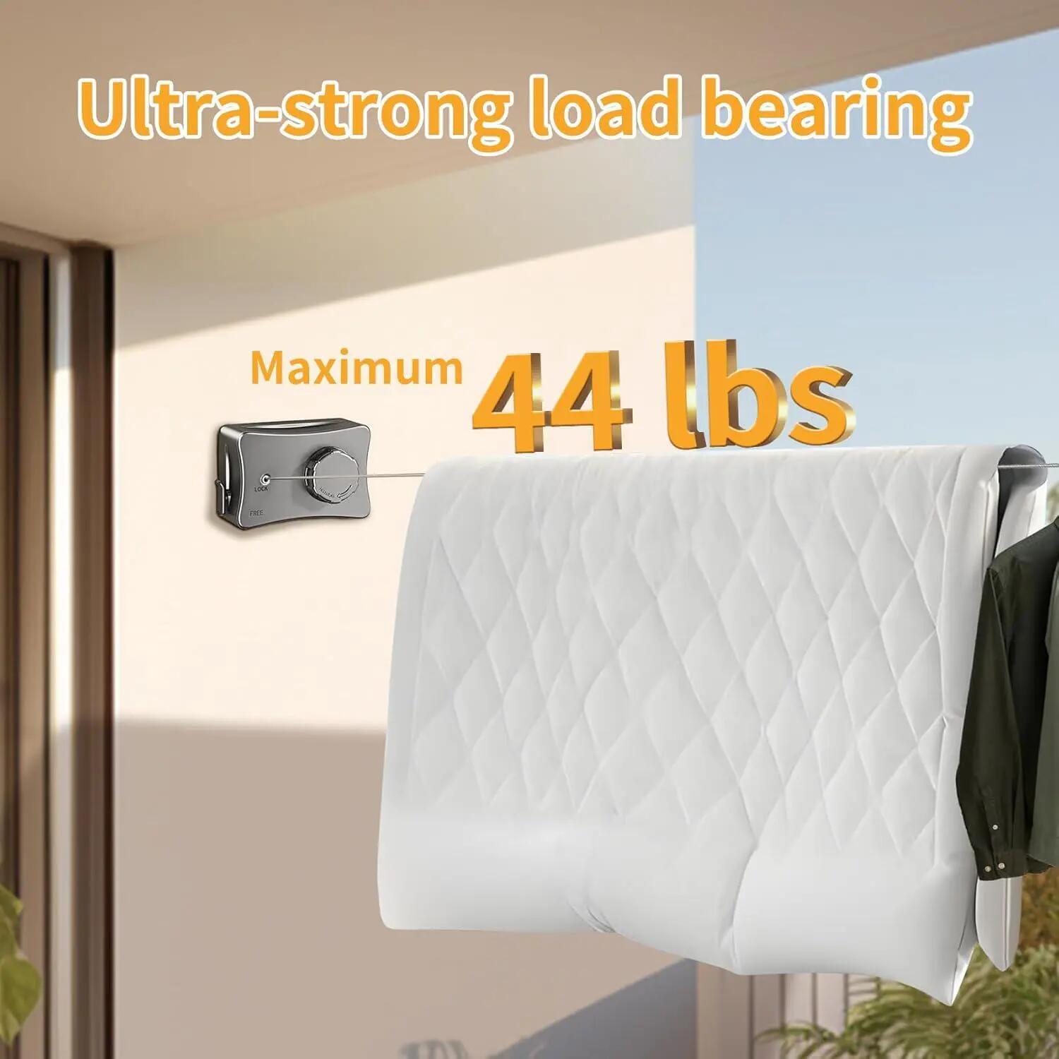 Corde à linge rétractable murale 5 m inox, balcon 4/6