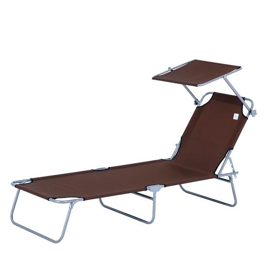 Transat pliant, transat de jardin avec pare-soleil, chaise longue avec dossier r