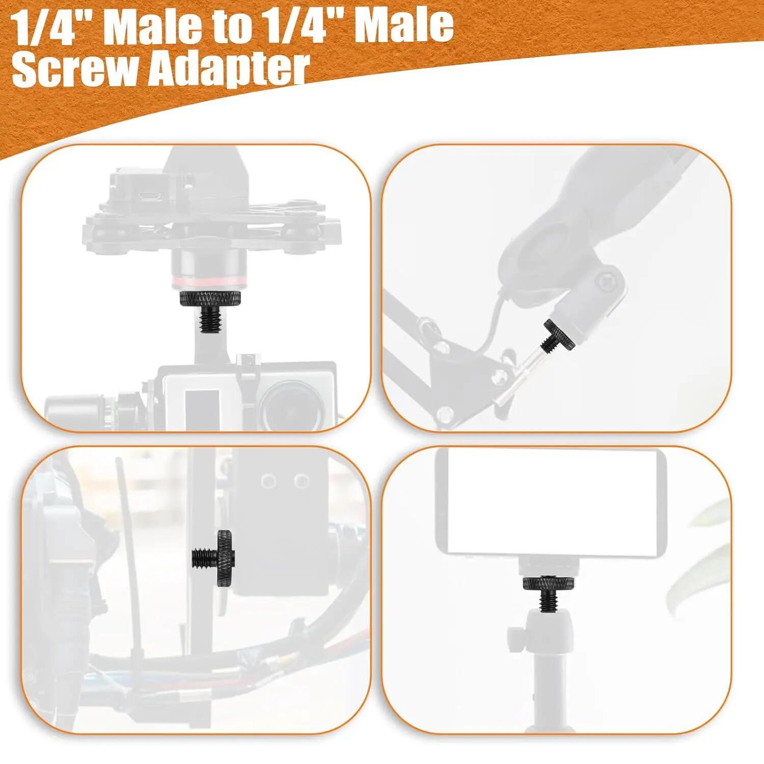 Vis trépied 4 pièces 1/4" mâle à mâle, double tête 4/6
