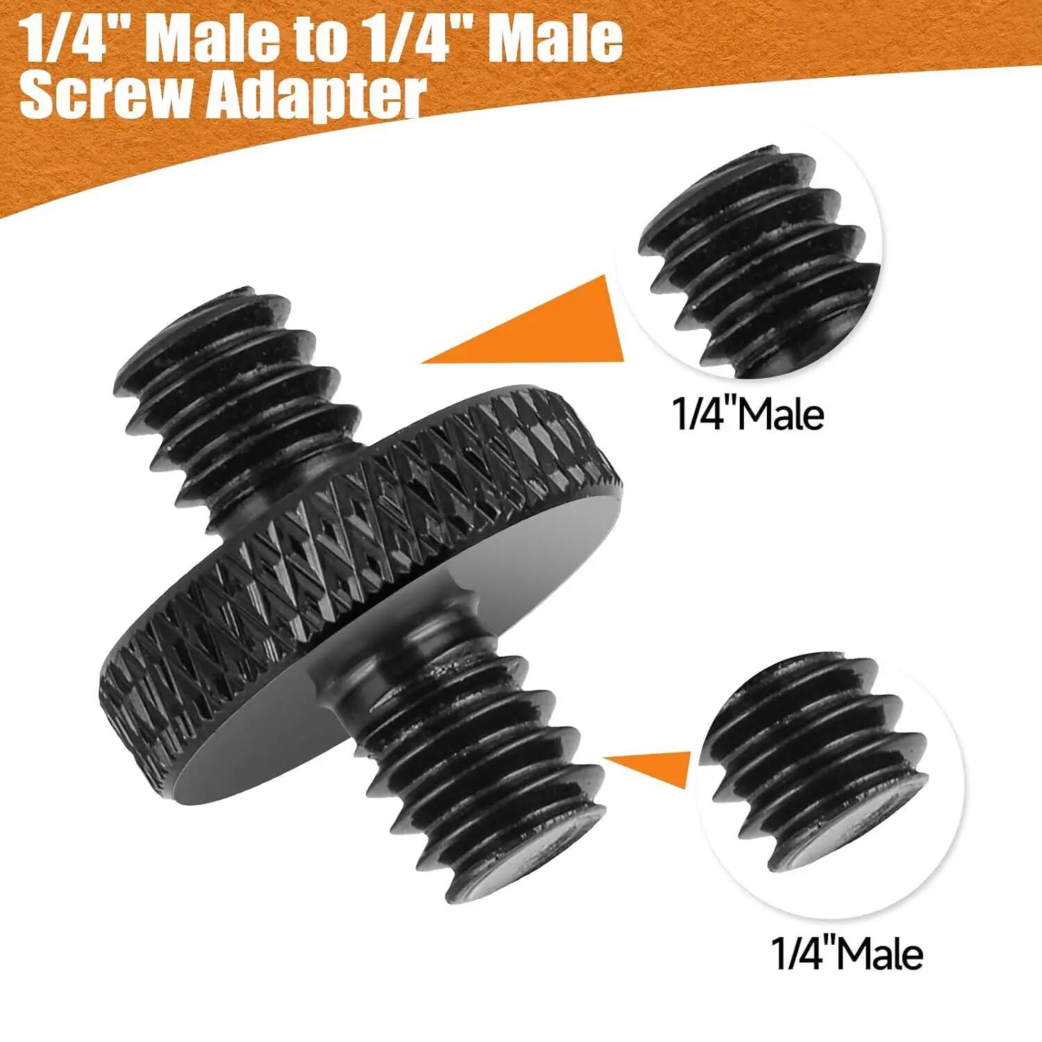 Vis trépied 4 pièces 1/4" mâle à mâle, double tête 2/6