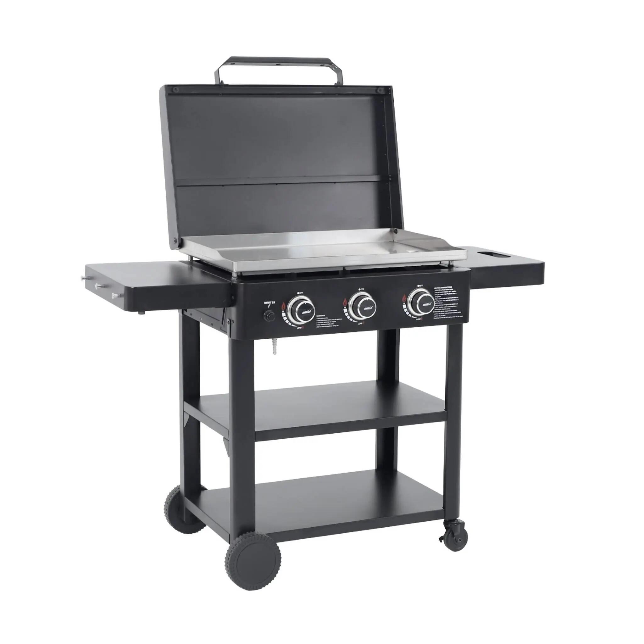 Plancha de gas 3 quemadores acero inoxidable con carrito, 12kW, Negro 3/5