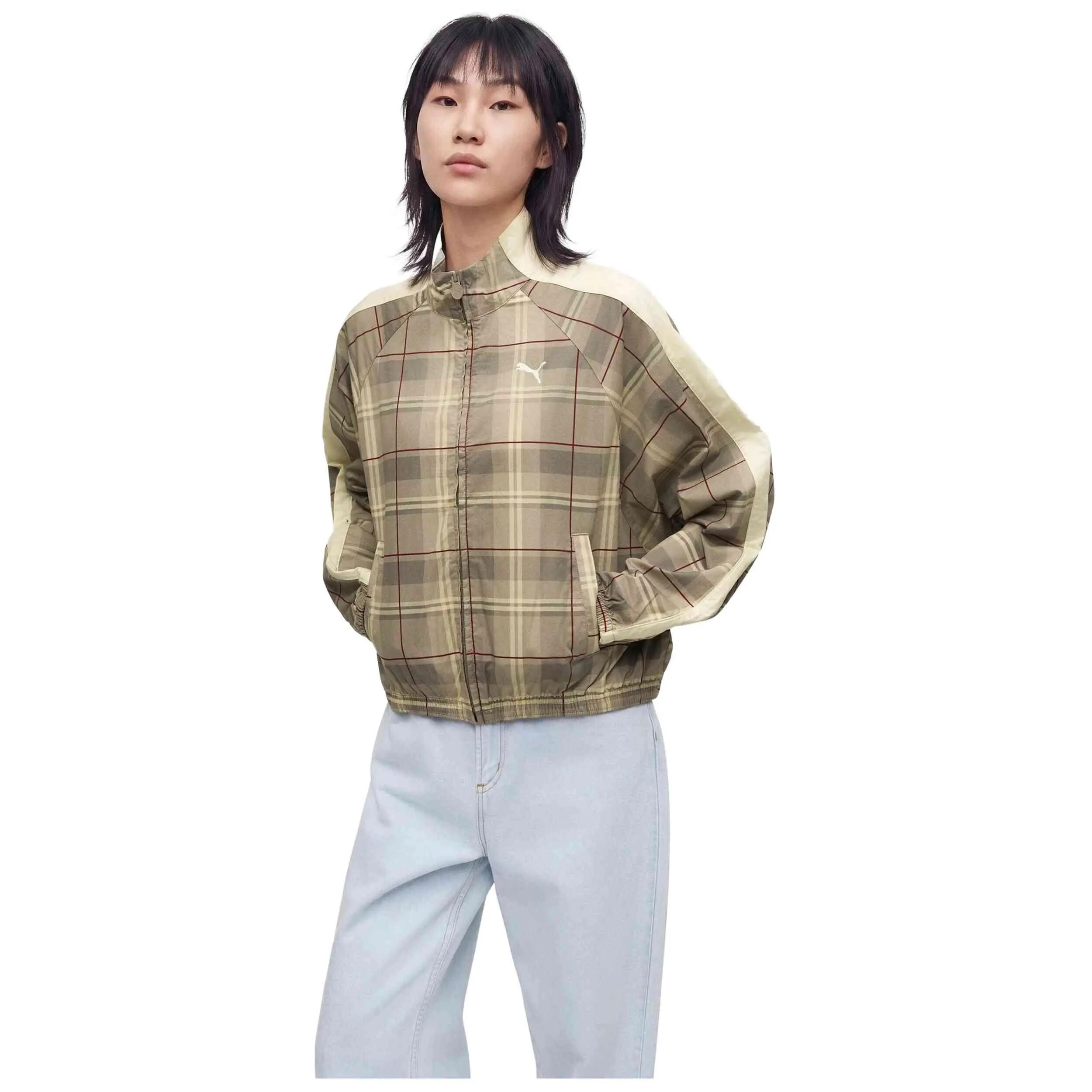 Casaco de fato de treino Puma modelo T7 Tartan "Mouse Gray" para mulheres 5/5