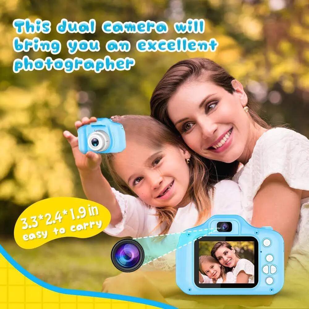 Caméra selfie enfants, cadeau 3 à 9 ans, vidéo HD, carte SD 32 Go, bleu 3/5