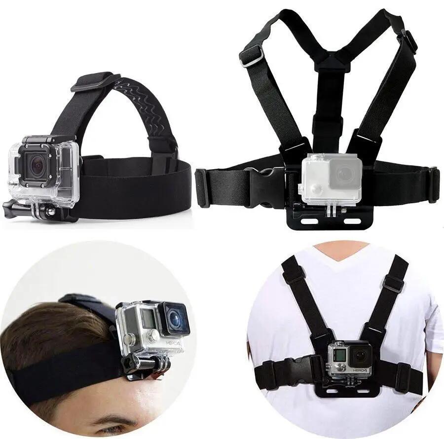 Kit fixation caméra sportive, sangle pectorale, bandeau, GoPro 3/5