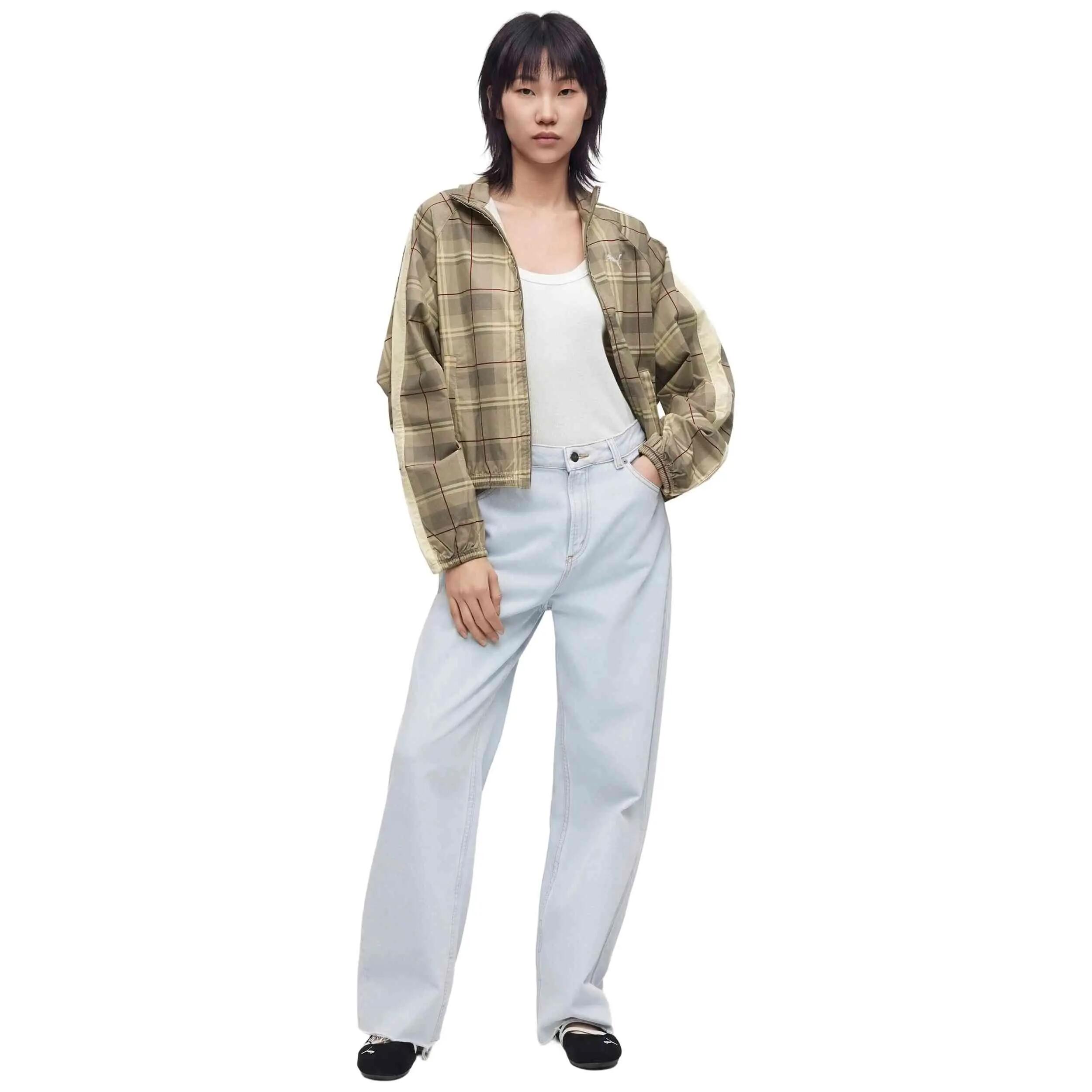 Casaco de fato de treino Puma modelo T7 Tartan "Mouse Gray" para mulheres 2/5