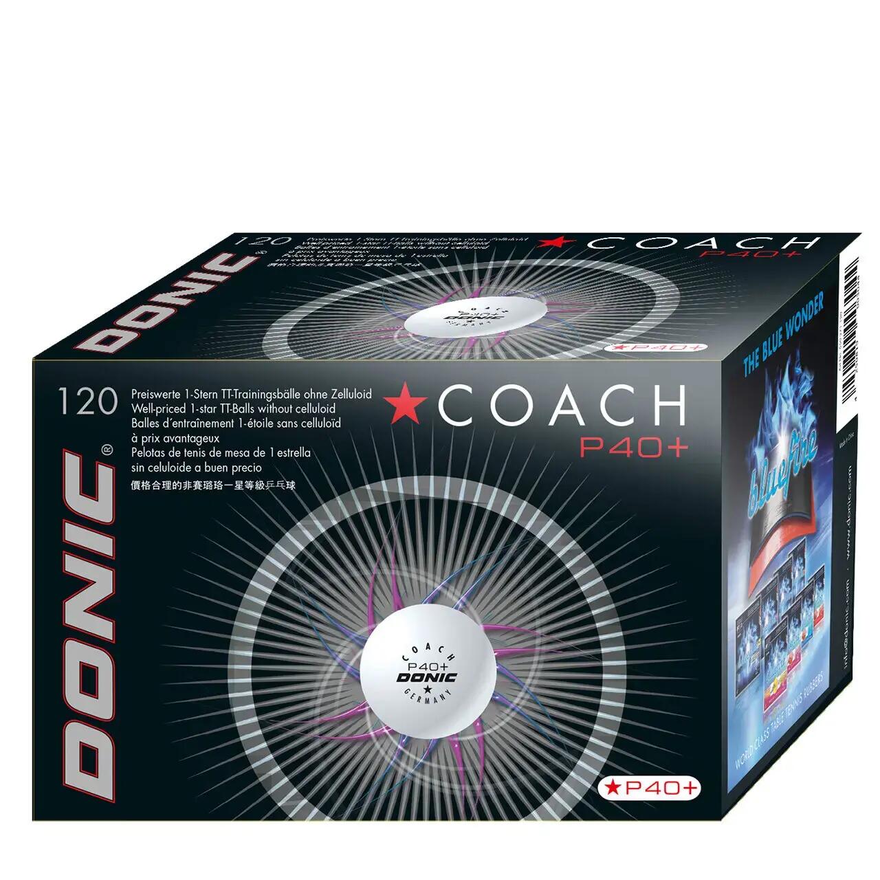 Sada 120 stolních tenisových míčků Donic Coach P40+* (40 mm) 2/2