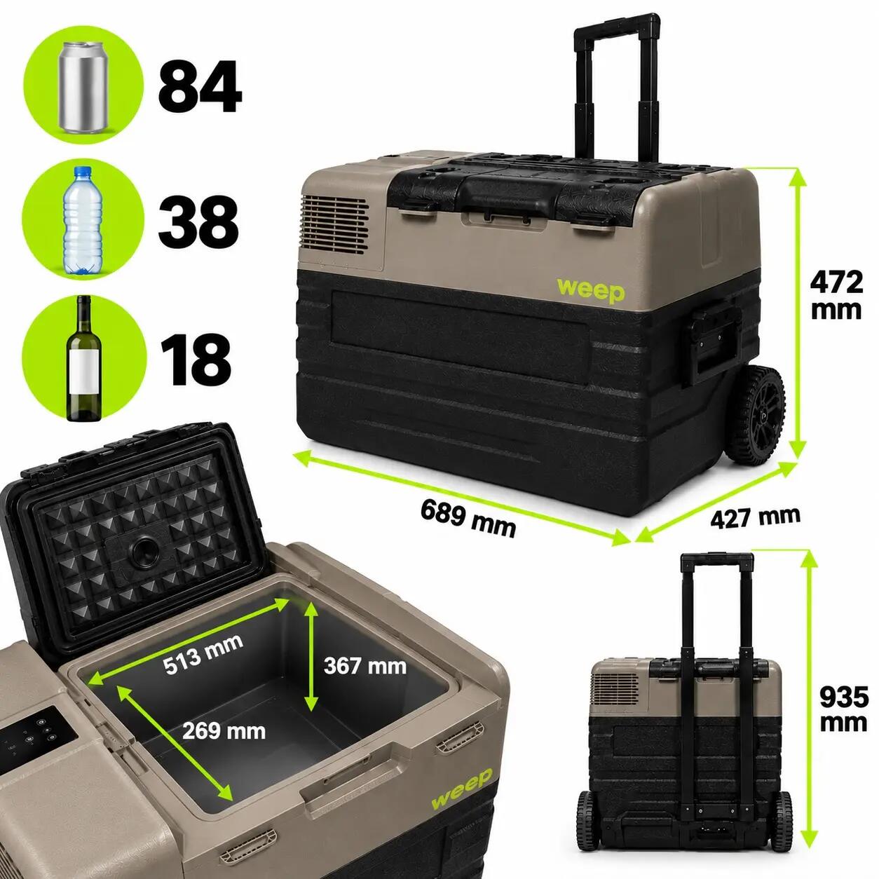 Nevera Camping Compresor Congelador Portátil para Coche WEEP NX42 43.5L 12/15