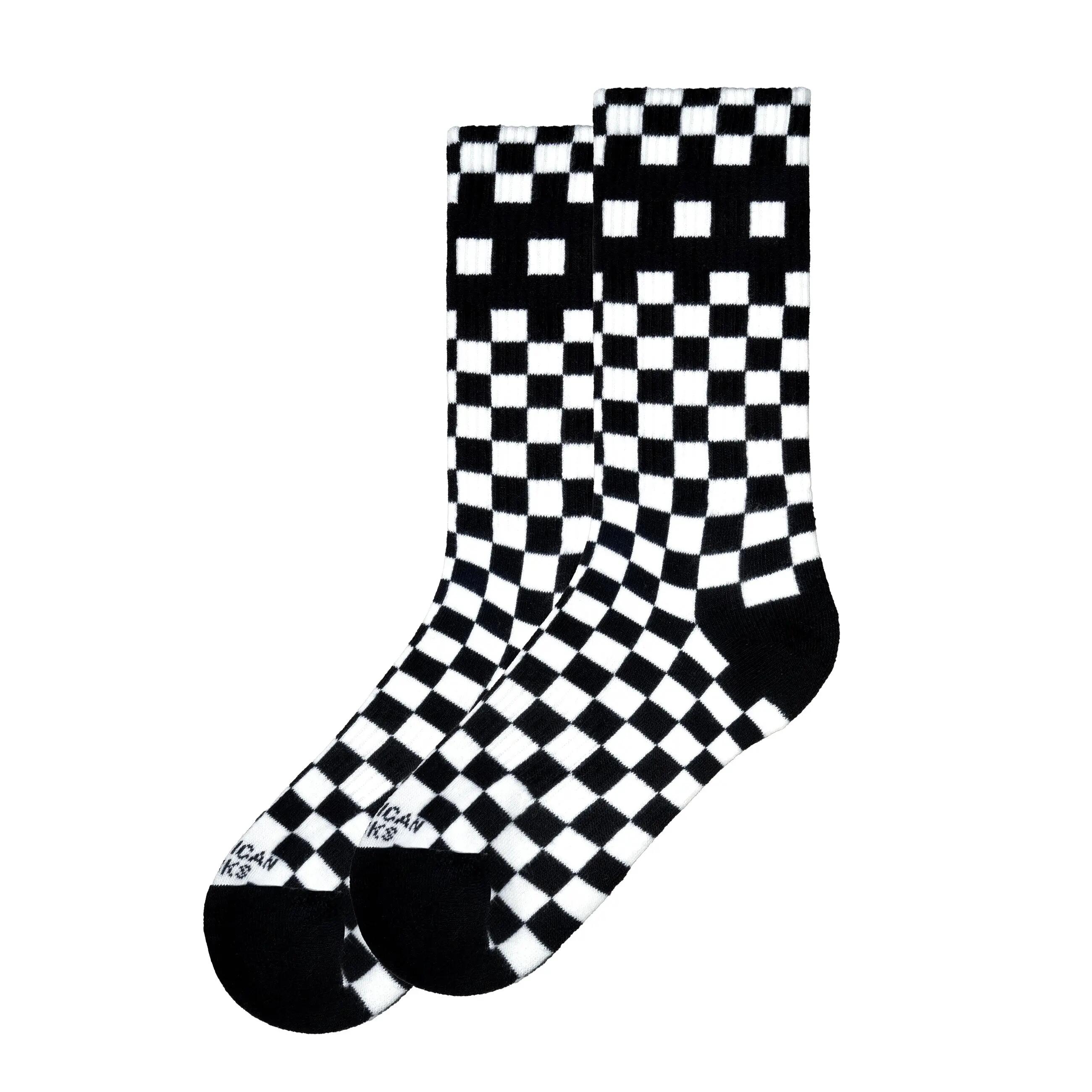 Unisex Skate-Socken wadenhoch Checkerboard B/W 1/8