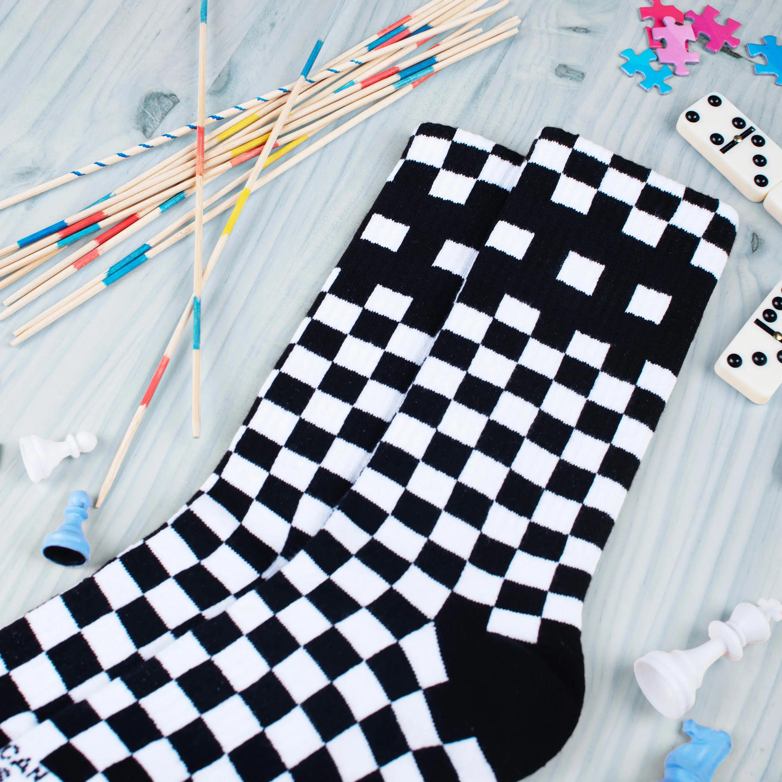 Unisex Skate-Socken wadenhoch Checkerboard B/W 8/8